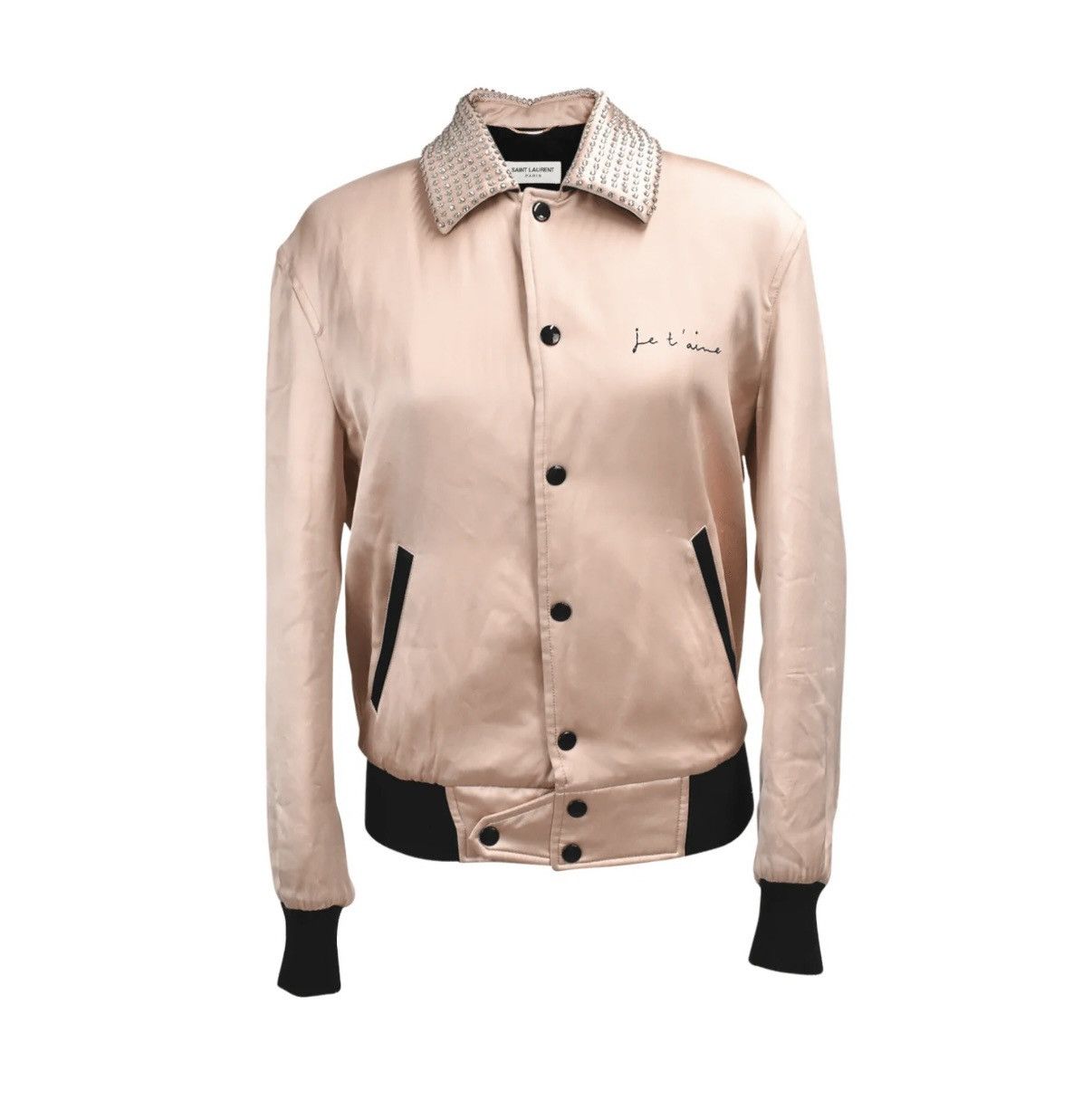 Saint Laurent Paris Saint Laurent Paris Je T'aime Teddy Pink Satin Bomber Jacket Size XS / US 0-2 / IT 36-38 - 1 Thumbnail