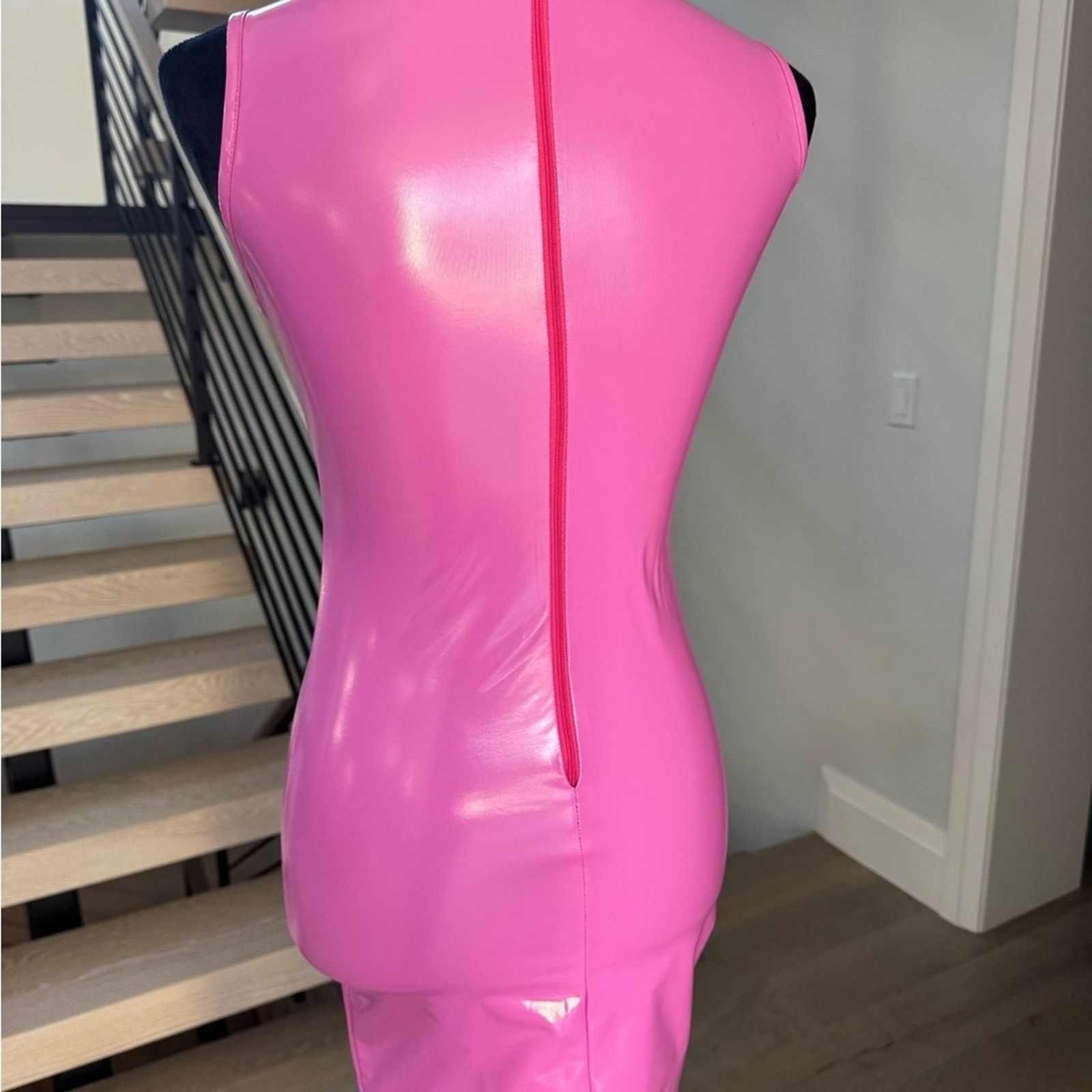 Other Vibrant Hot Pink Sleeveless Mini Vinyl Latex Dress size XS Size XS / US 0-2 / IT 36-38 - 8 Thumbnail