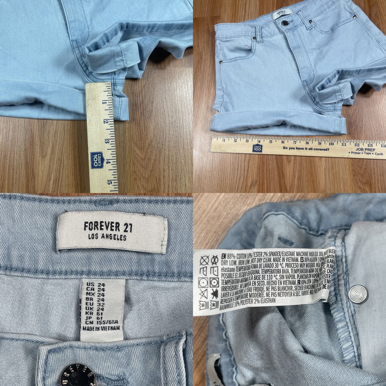 Forever 21 FOREVER 21 Shorts Womens Size 24 Blue Denim Jeans Flat Front Pockets Stretch Size 42" / US 20 - 8 Thumbnail