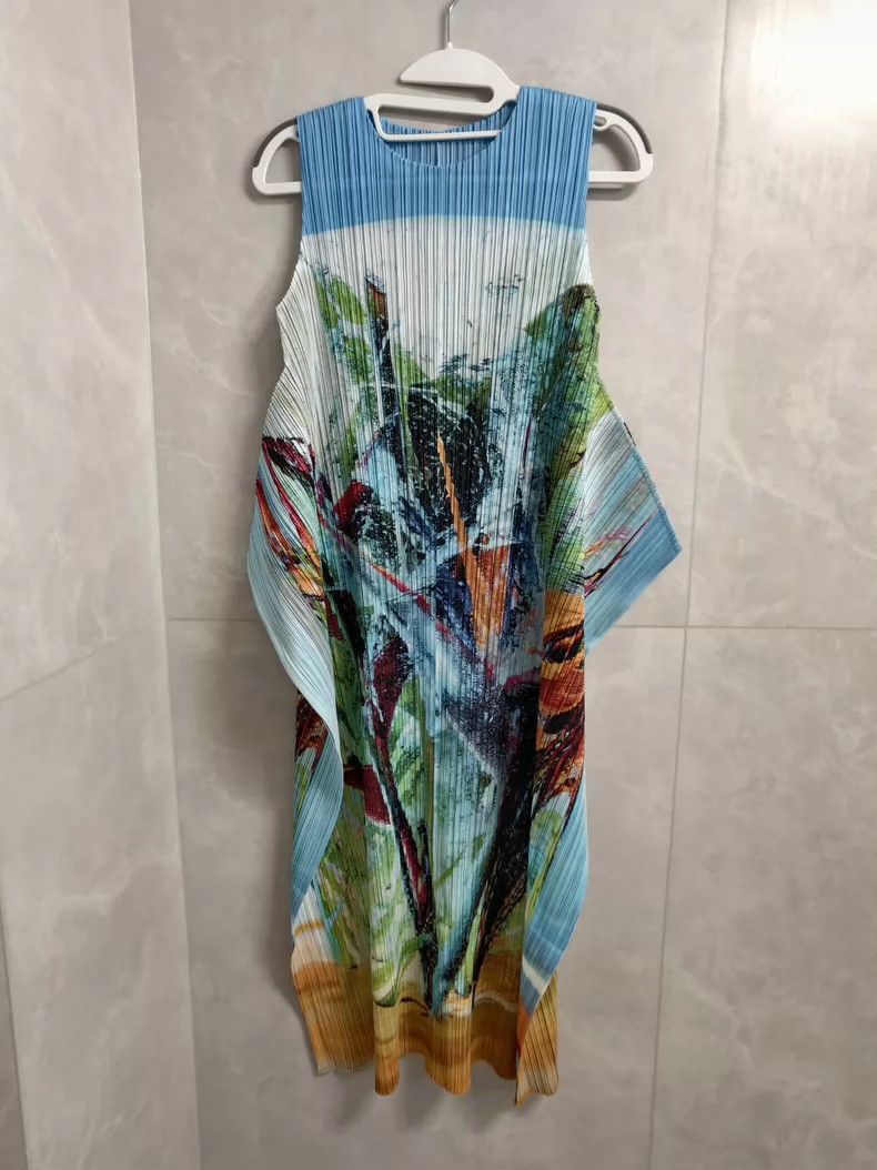 Issey Miyake Issey Miyake size:3 Blue and green southern ice flower dre Size S / US 4 / IT 40 - 1 Thumbnail