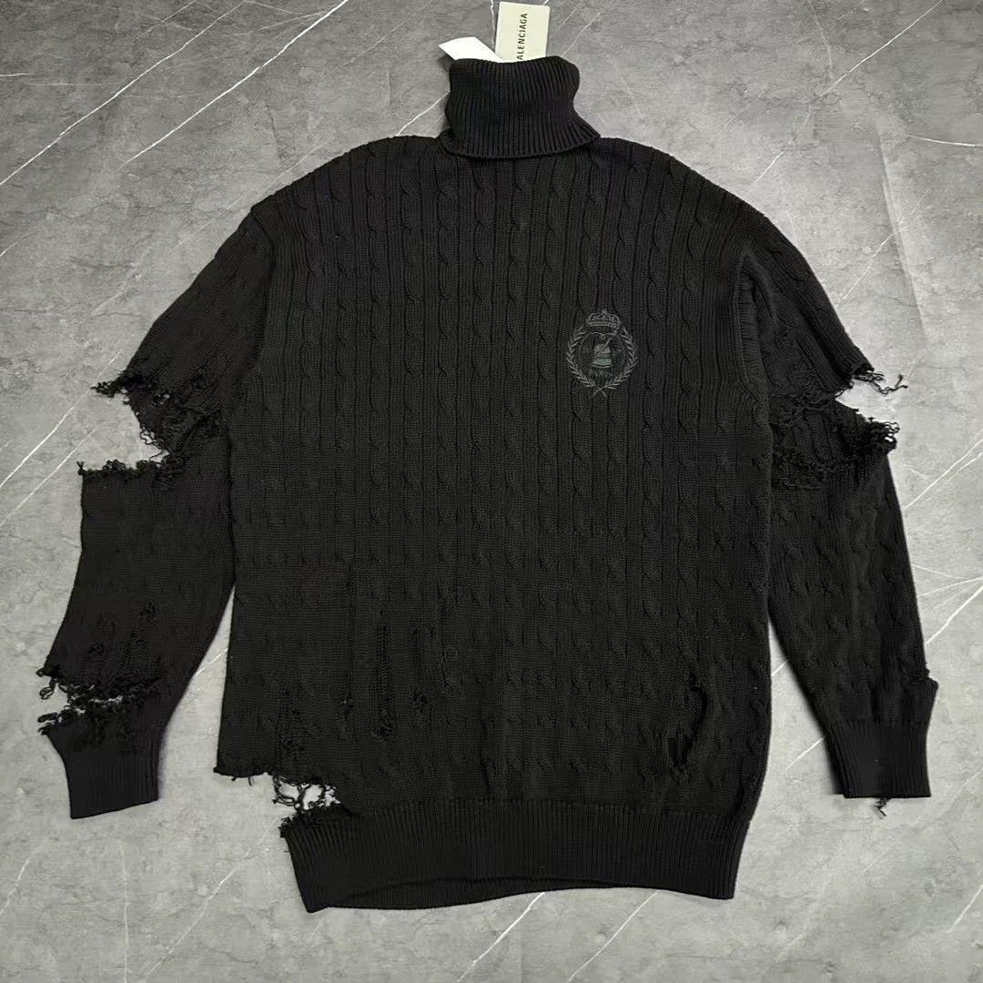 Balenciaga Balenciaga Wheat Embroidery Distressed Sweater - dmc Size US L / EU 52-54 / 3 - 1 Thumbnail
