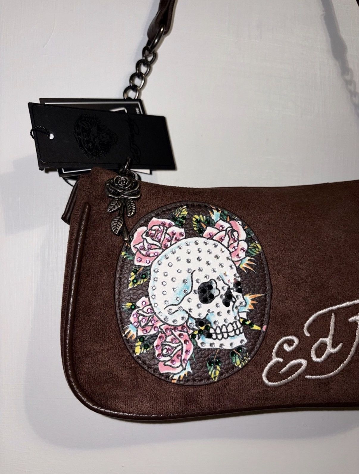 Ed Hardy Ed Hardy new Brown Shoulder Bag with Skull & Roses vintage Size ONE SIZE - 2 Thumbnail