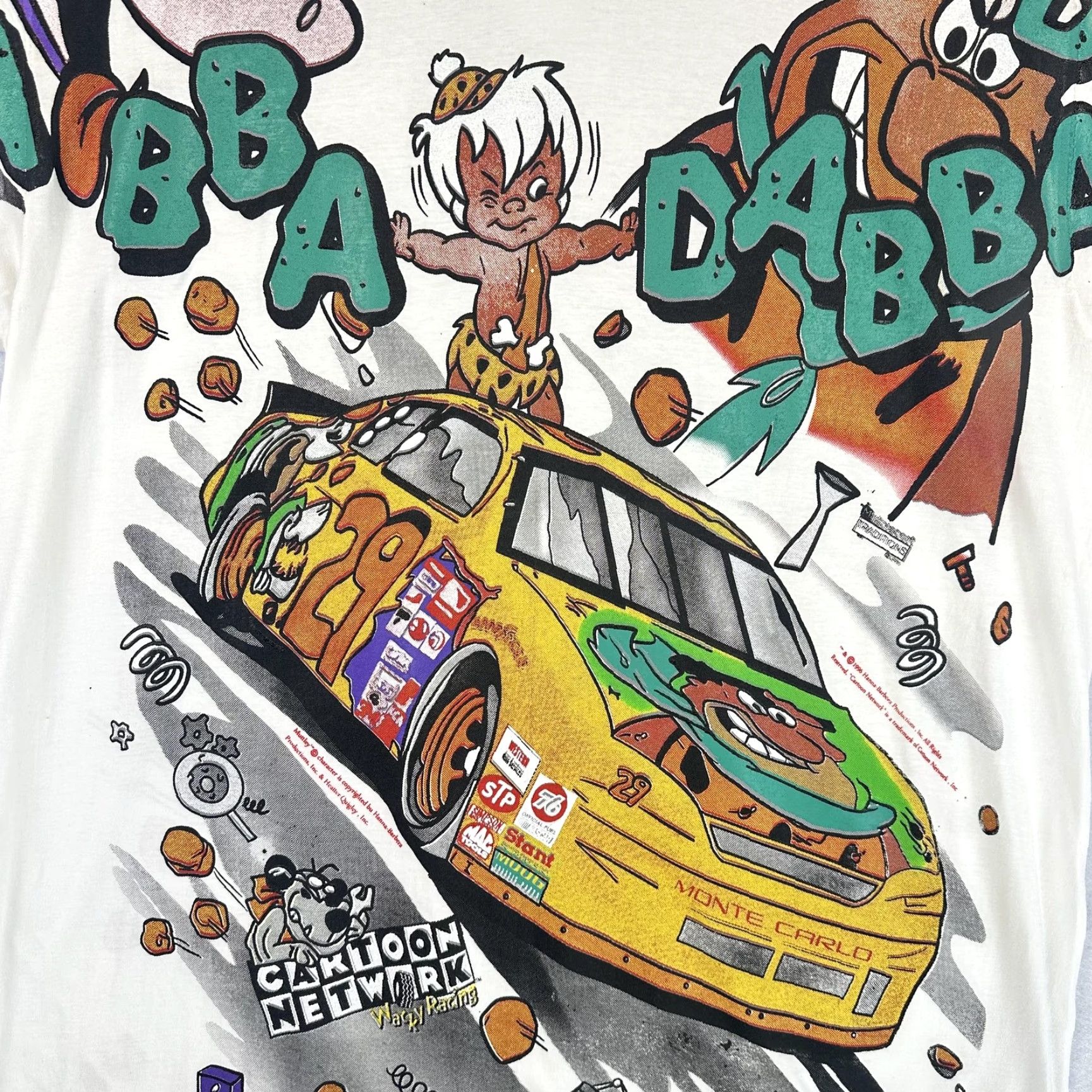 TEE JAYS VINTAGE Flintstones Wacky Races Shirt Mens XL White Cartoon Network Racing 90s Size US XL / EU 56 / 4 - 4 Thumbnail