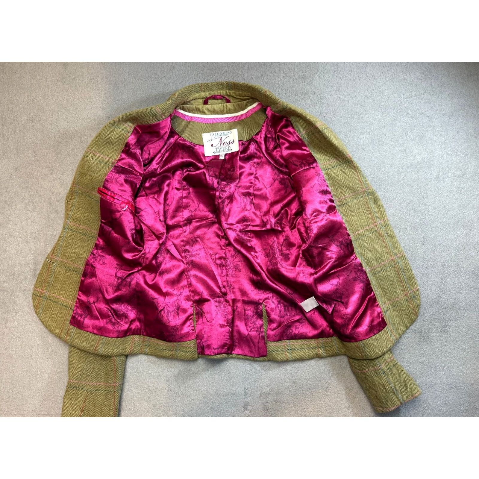 Vintage NESS Tweed Wool Blazer Jacket Green Womens UK 10 US 8 Blazer Wool Green Womens 90s Tuxedo style Size M / US 6-8 / IT 42-44 - 2 Thumbnail