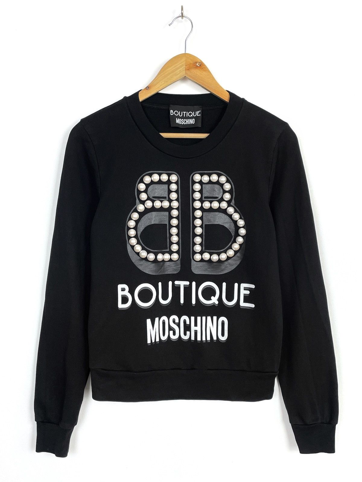 Boutique Moschino Moschino Kids Sweatshirt Big Logo with Pearl Embellishments Size XXS / US 00 / IT 34 - 1 Thumbnail