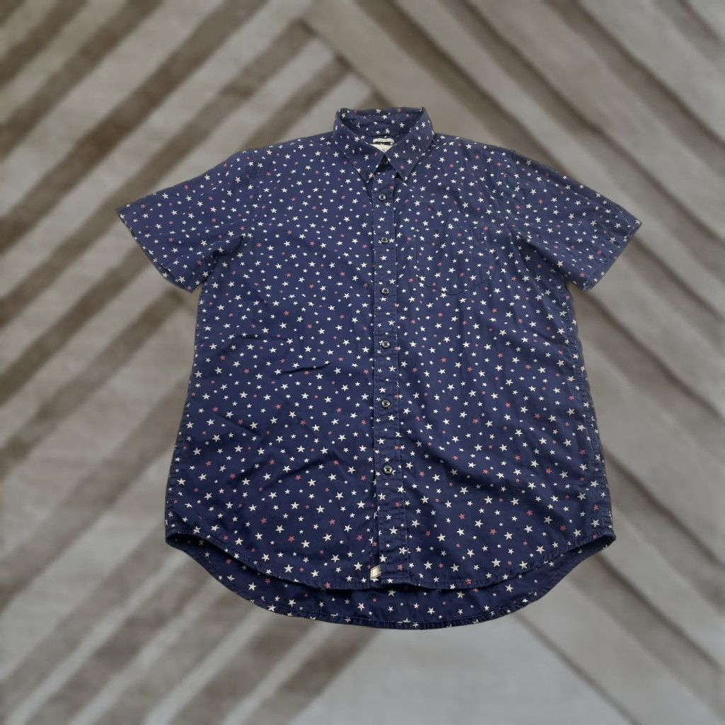 Vintage Denim & Supply Ralph Lauren Short Sleeve Button Shirt Men Medium Blue Stars Geometric Pattern Button-Up Collared Vintage No Size US M / EU 48-50 / 2 - 1 Thumbnail