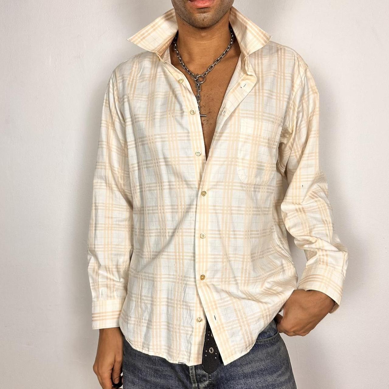 Burberry Vintage Burberry Tan Tartan Button Up Shirt - Large Size US L / EU 52-54 / 3 - 1 Thumbnail