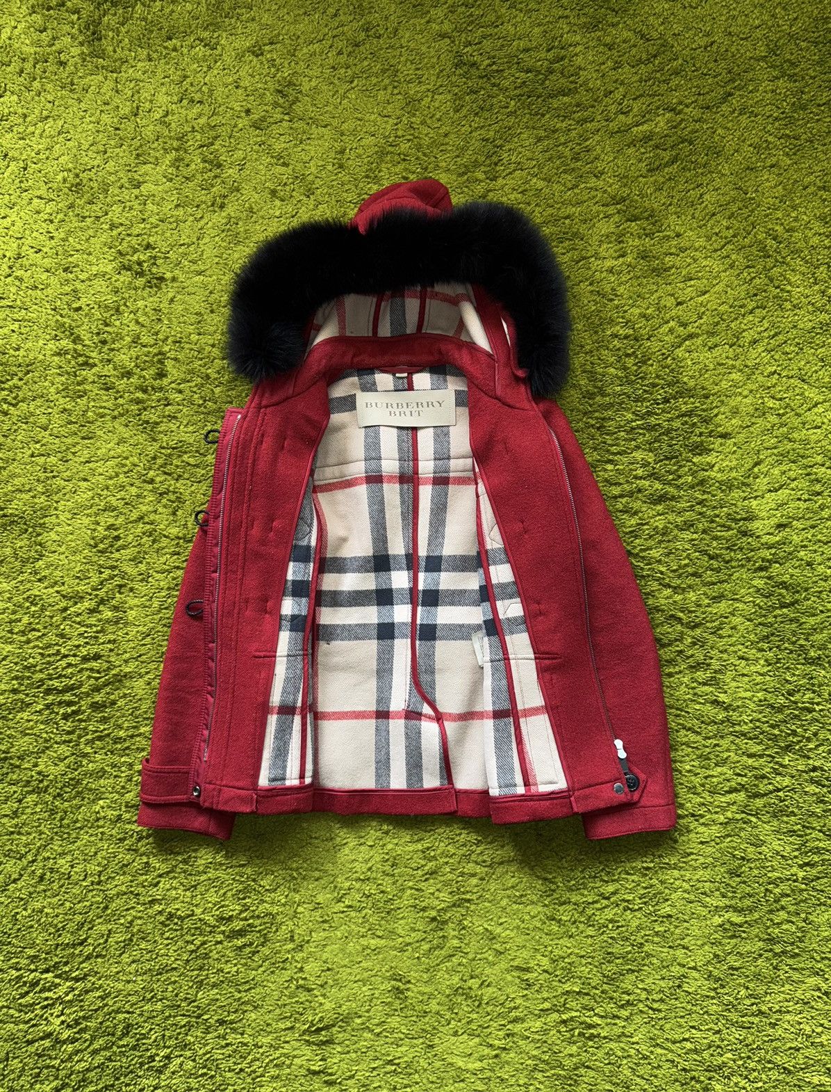 Burberry Burberry Brit nova check lining fur hood wool duffle coat Size M / US 6-8 / IT 42-44 - 2 Thumbnail
