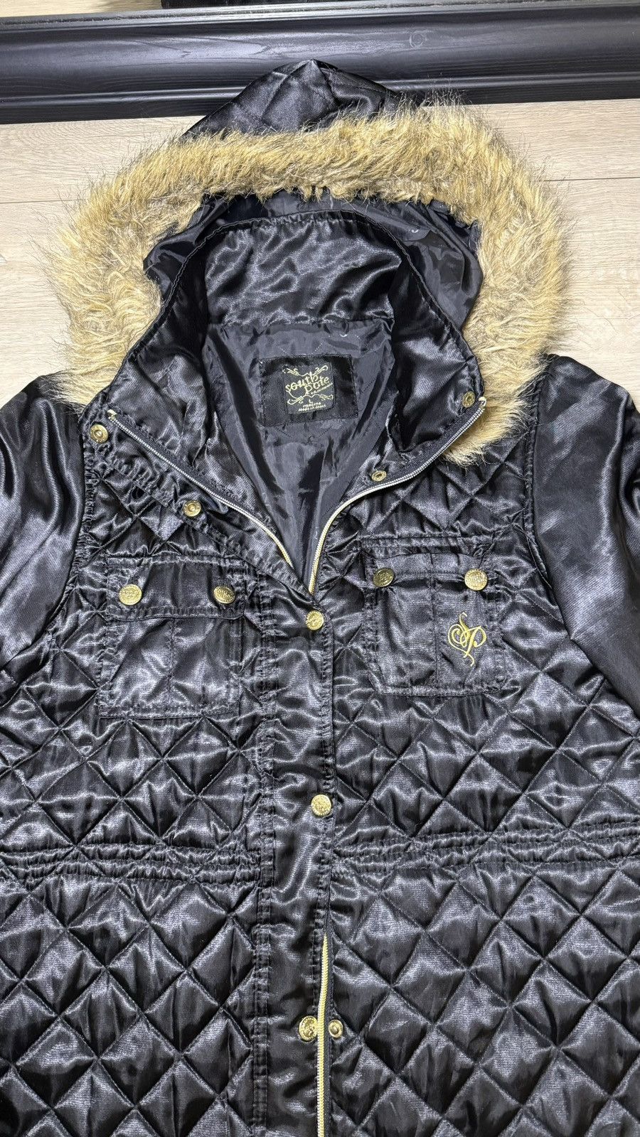 Southpole Y2K 2000s Women’s Southpole Quilted Puffer With Hood & Gold Size L / US 10 / IT 46 - 3 Thumbnail