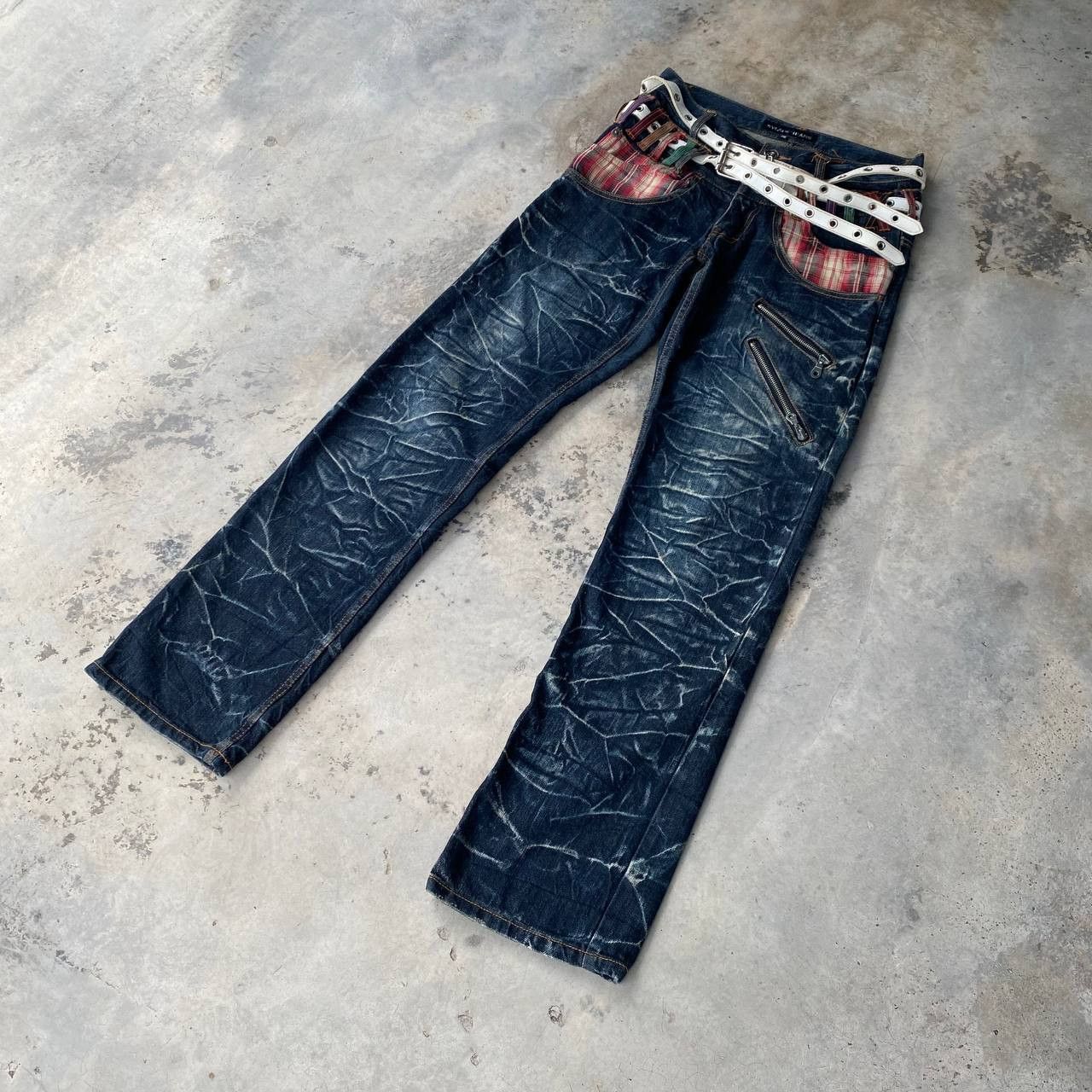 Japanese Brand Nylaus Japan Double-Waist Belted Thunderstorm flash effect Size US 29 - 3 Thumbnail