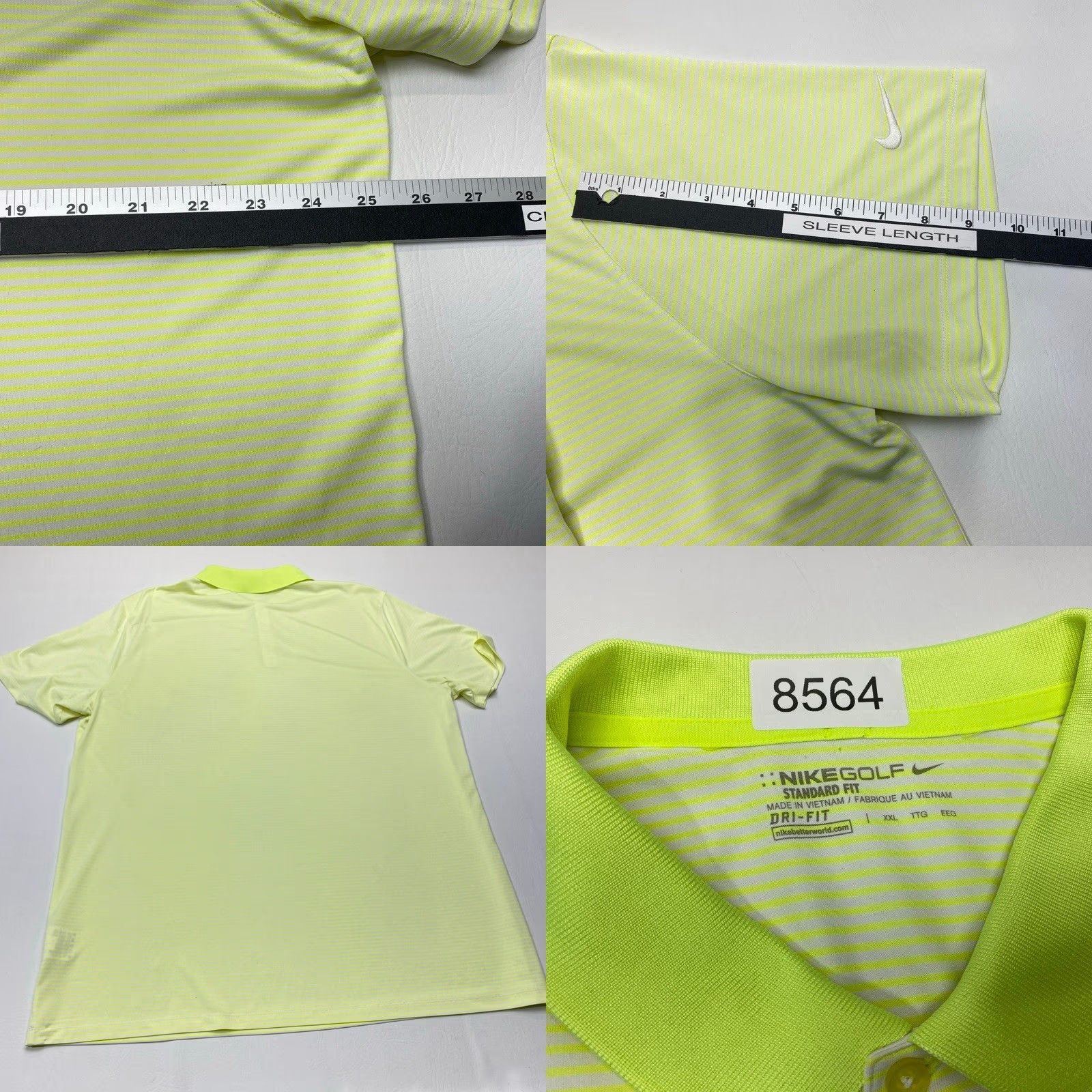 Nike Nike Golf Polo Shirt 725520-702 Mens 2XL Neon Green Striped Dri-FIT Polo Shirt Mens Nike Golf Size US XXL / EU 58 / 5 - 8 Thumbnail