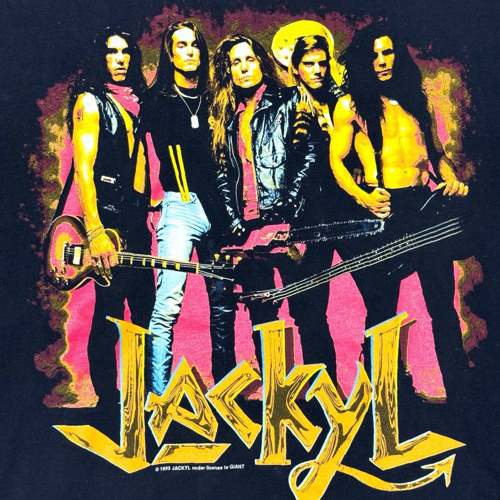 Vintage VINTAGE Giant T-Shirt Rock 90s 80s Jackyl Jackl Hair Metal Double-Sided Black XL Mens T-Shirt Size US XL / EU 56 / 4 - 2 Thumbnail