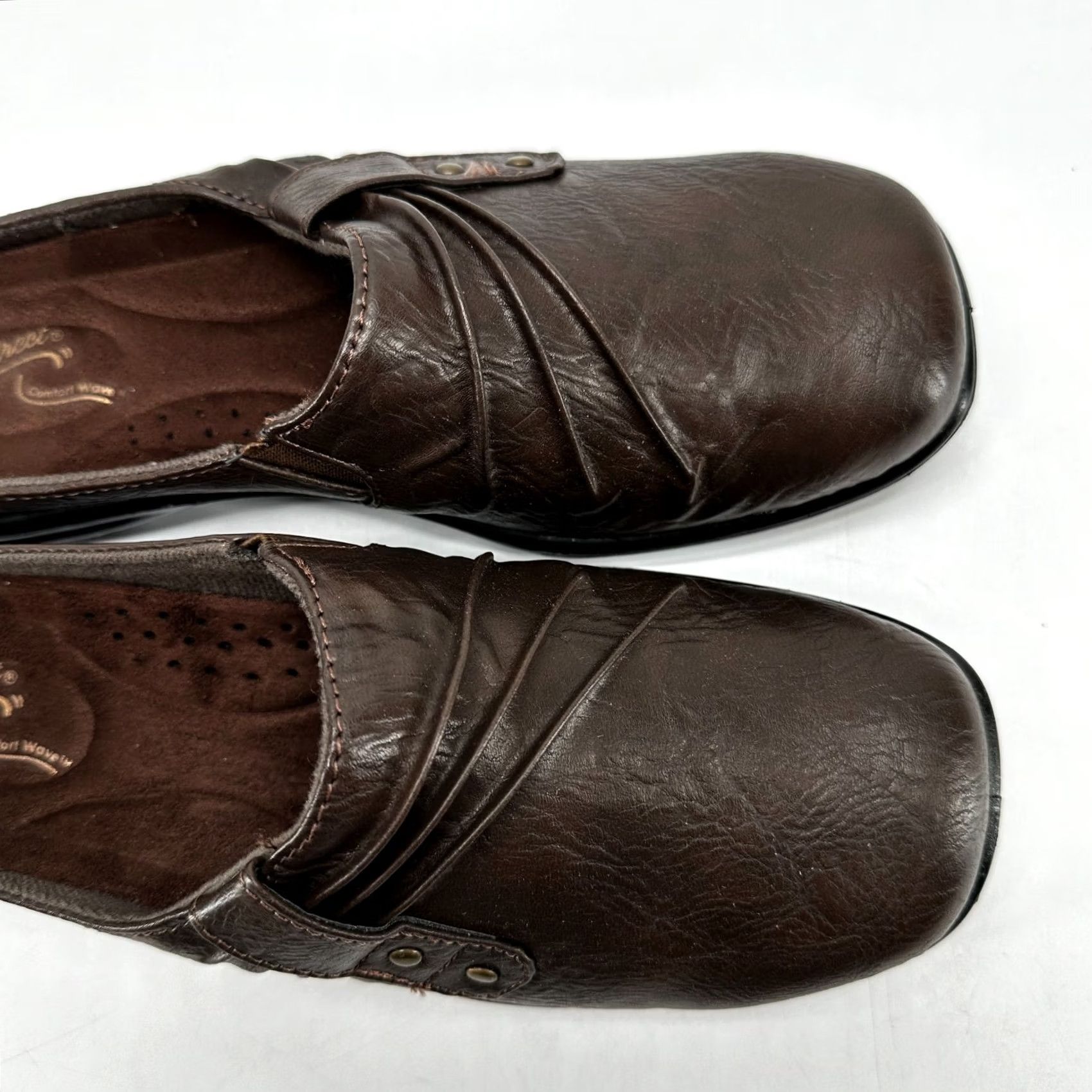 Vintage Easy Street Holly Mules Flat Brown Women's Size 7 W Slip On Round Toe Size US 7 / IT 37 - 6 Thumbnail
