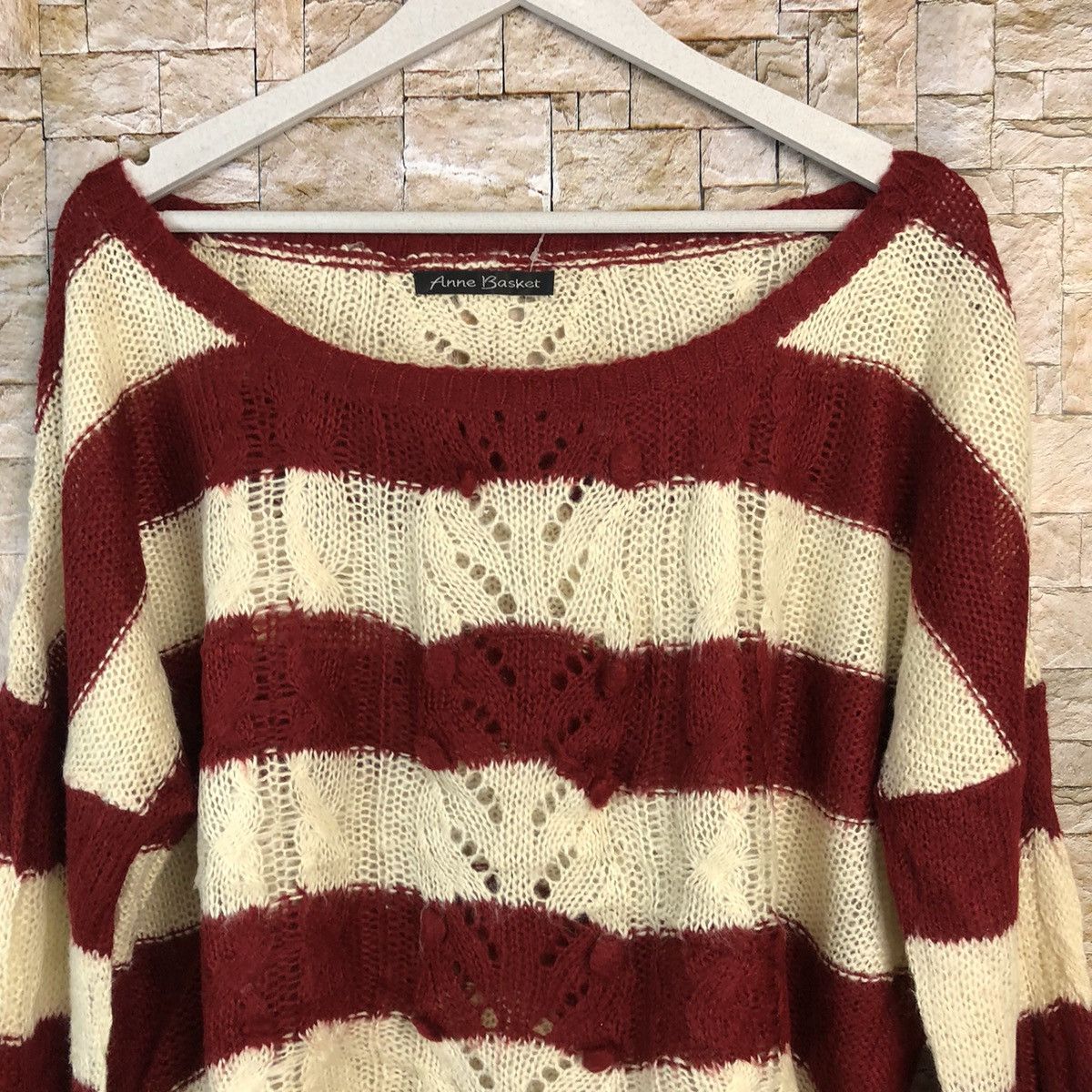 Homespun Knitwear × Japanese Brand × Solid and Striped Anne Basket Stripe Red Knitwear #A845 Size M / US 6-8 / IT 42-44 - 5 Thumbnail