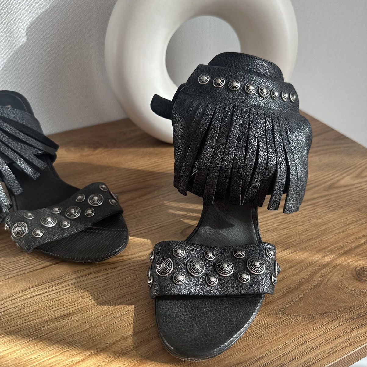 David Eden Luxury Vero Cuoio Leather Heels Shoes Style Italy 00s Y2K Size US 7 / IT 37 - 3 Thumbnail