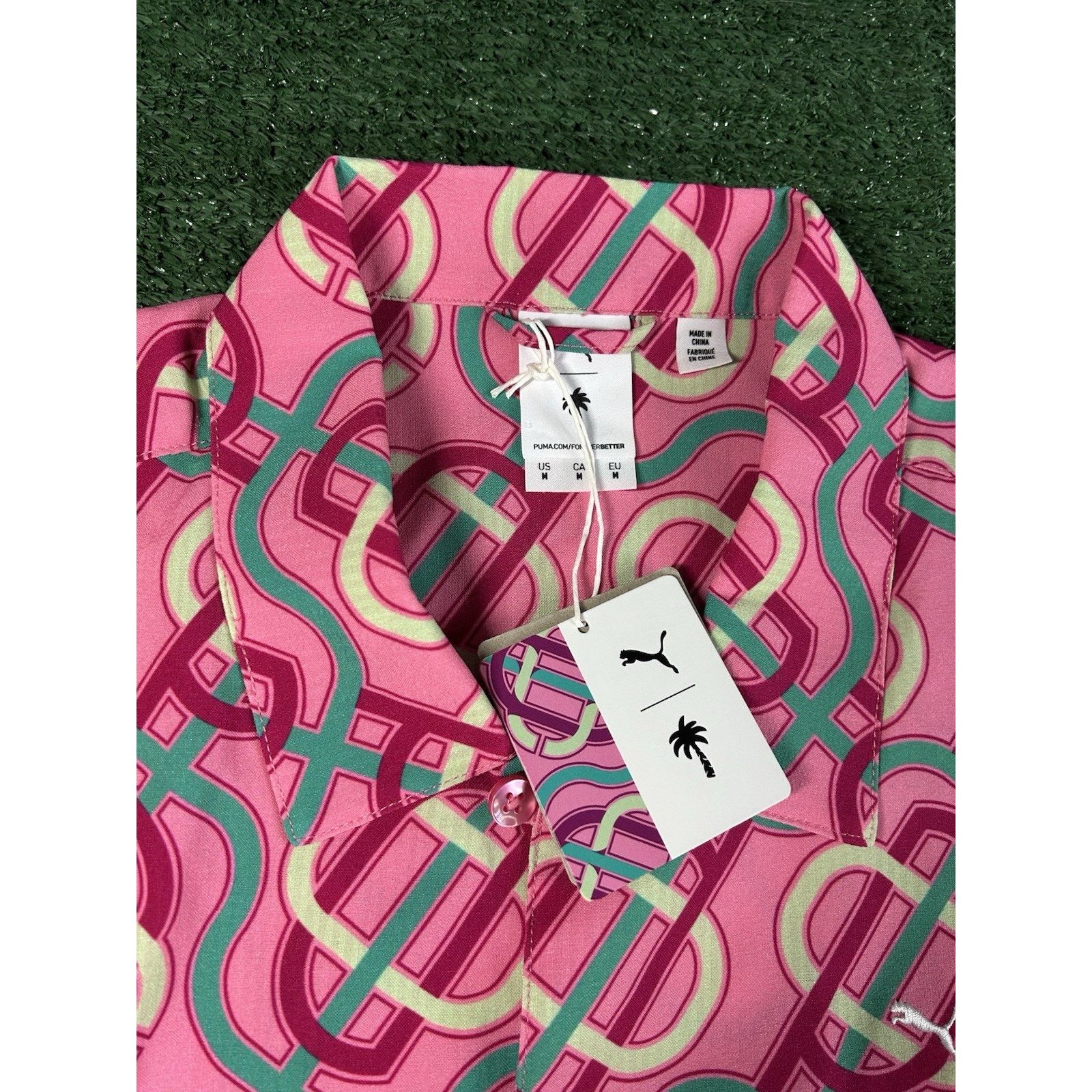 Puma PUMA X PALM TREE CREW Button Up Golf Pink Shirt Men’s Medium Size US M / EU 48-50 / 2 - 4 Thumbnail