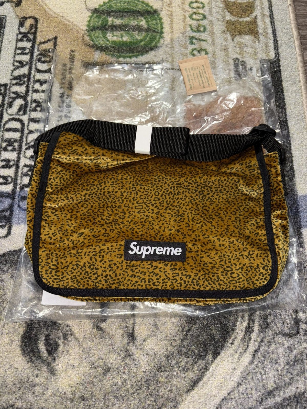 Supreme Velvet Messenger Bag Tan Leopard
