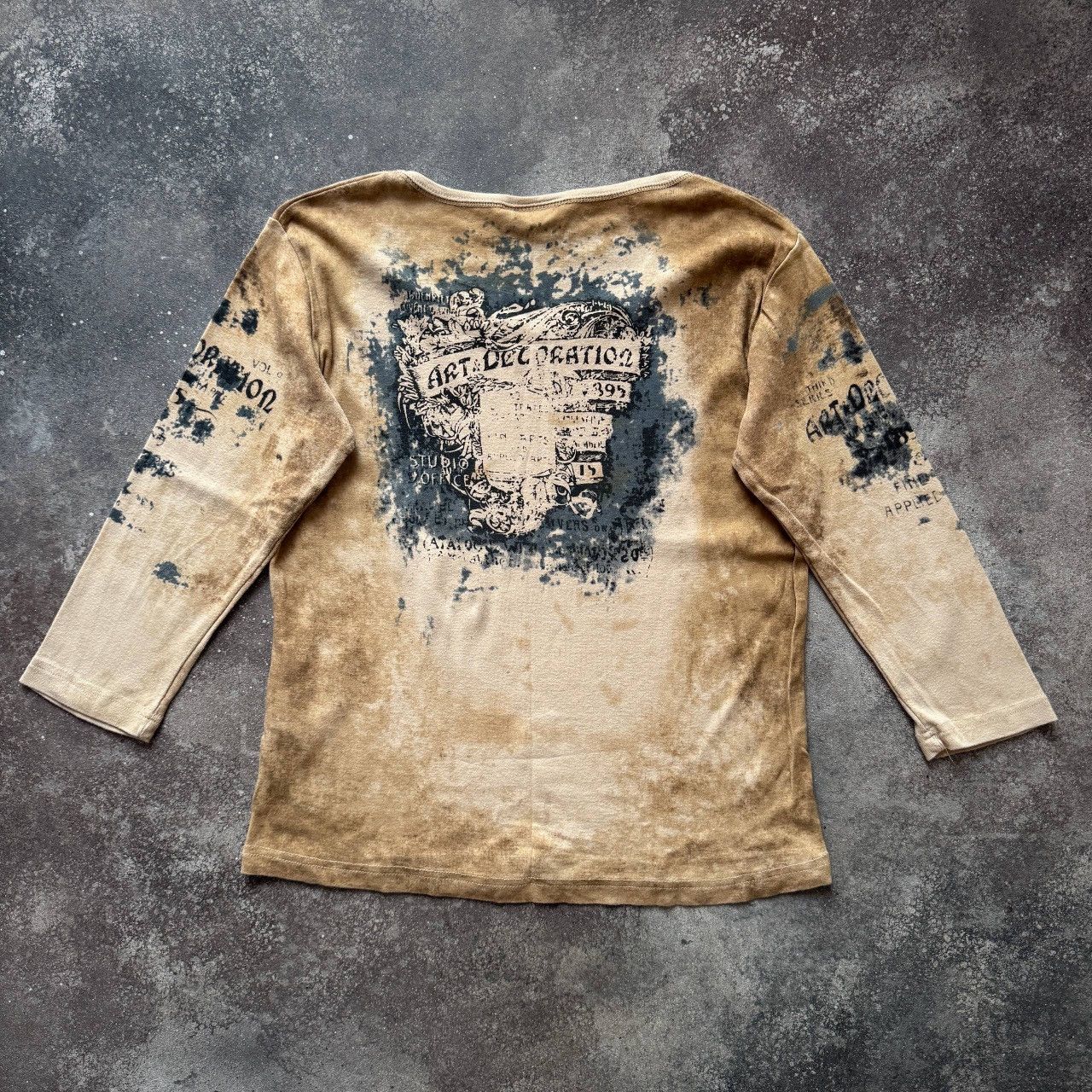 If Six Was Nine Avant-Garde Vintage Gothic Print Punk Rave Long Sleeve Top Size M / US 6-8 / IT 42-44 - 2 Thumbnail