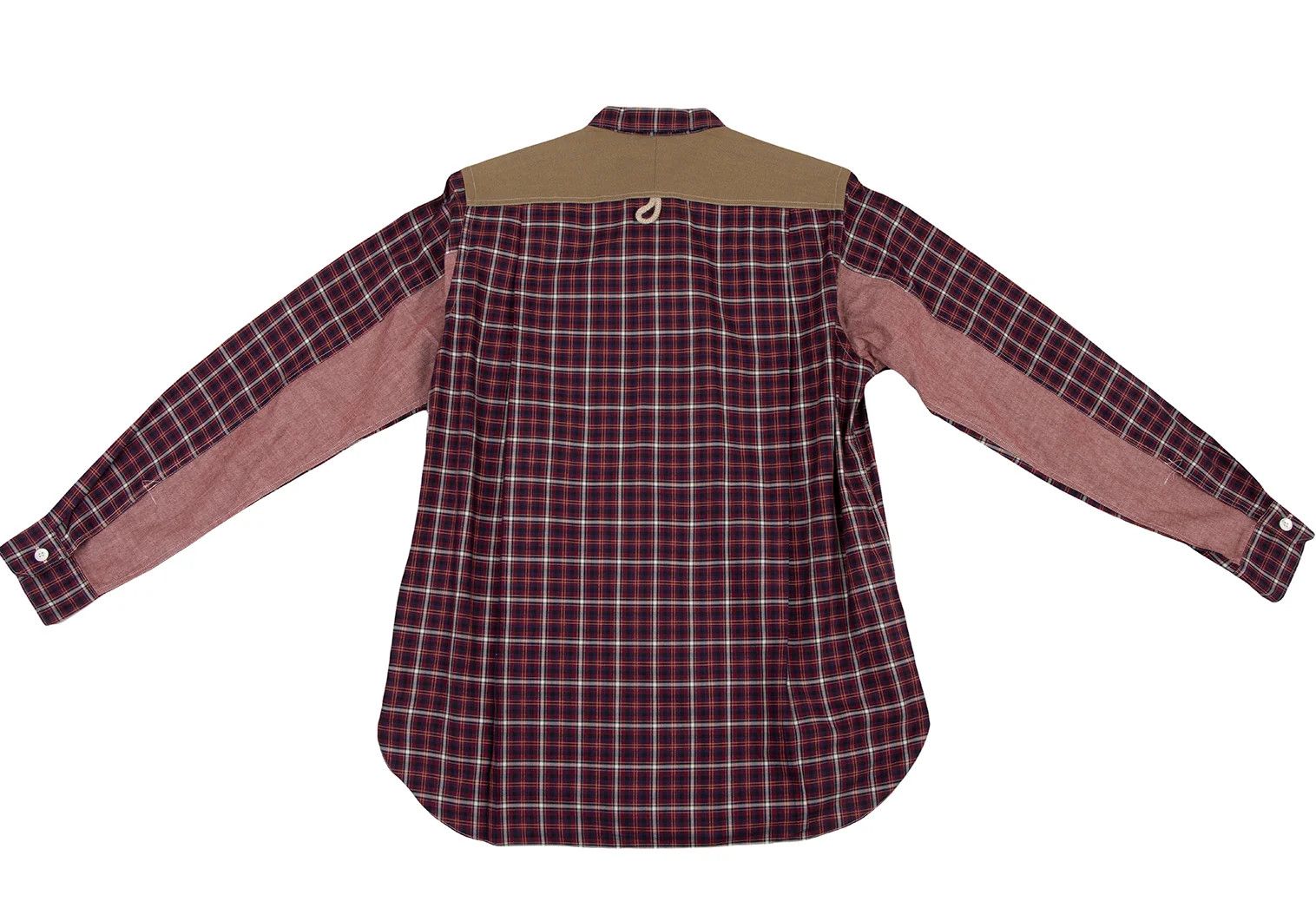 Junya Watanabe Check Pattern Panel Mixed Material Shirt in Red, Size XS Size US XS / EU 42 / 0 - 11 Thumbnail