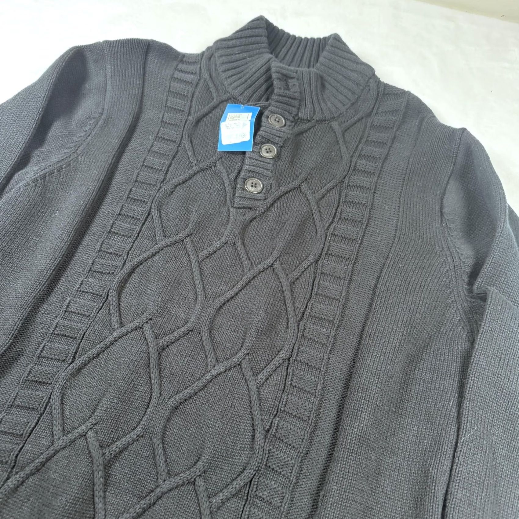 Vintage Gioberti Sweater Mens Large Black Shawl Collar Cable Knit Button Pullover Size US L / EU 52-54 / 3 - 2 Thumbnail