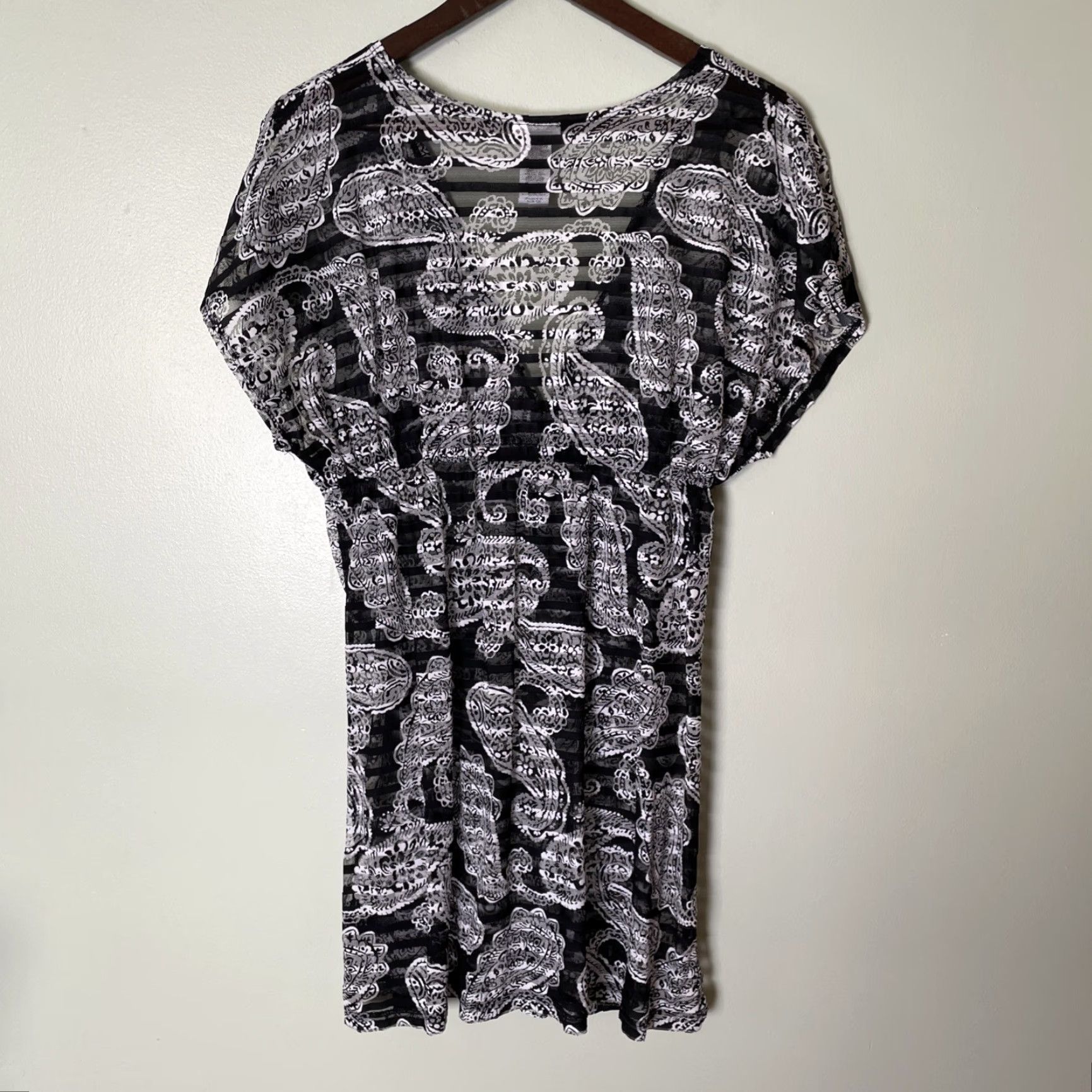 Vintage Dotti Swim Coverup Dress S Black Paisley Tie Waist Beach Resort Size S / US 4 / IT 40 - 5 Thumbnail