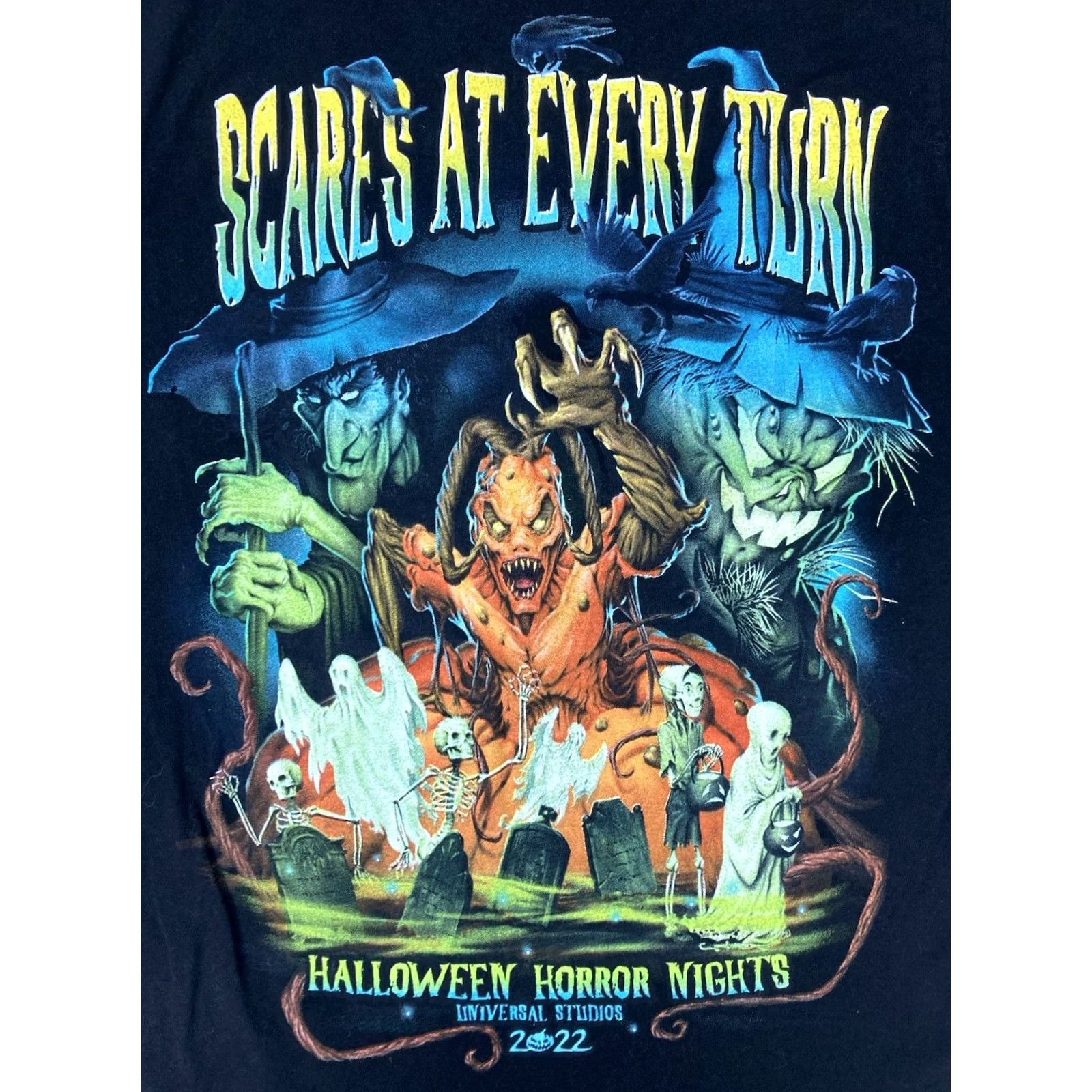 Vintage Universal Studios Halloween Horror Nights 2022 Graphic T-shirt Black Women XS Size XS / US 0-2 / IT 36-38 - 2 Thumbnail