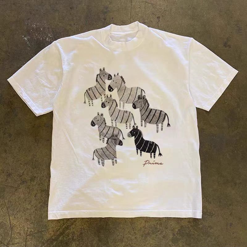 Vintage White Casual Retro Zebra Print T-Shirt Size US M / EU 48-50 / 2 - 1 Thumbnail