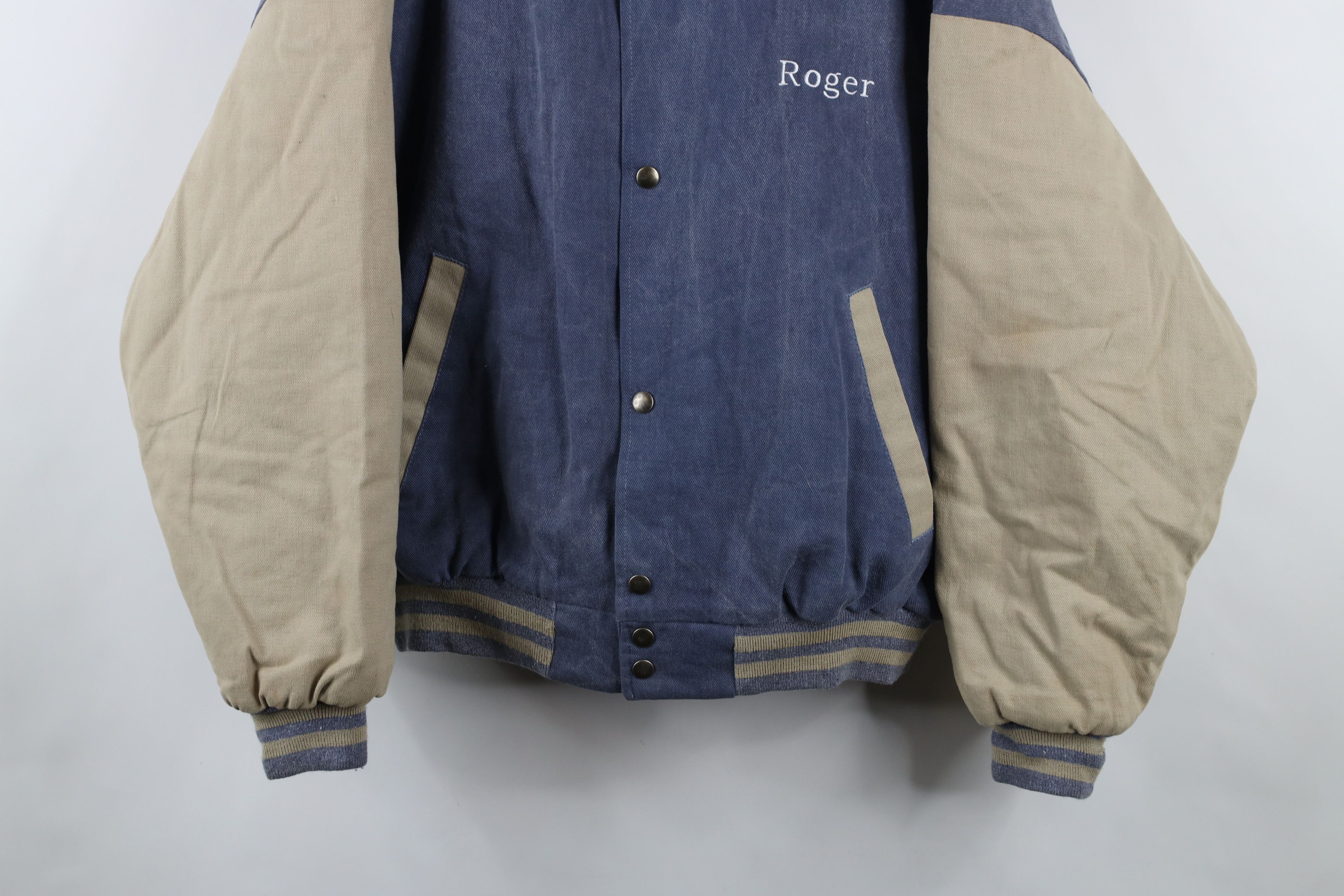 Vintage Vintage 90s Streetwear Construction Varsity Bomber Jacket Size US L / EU 52-54 / 3 - 3 Thumbnail