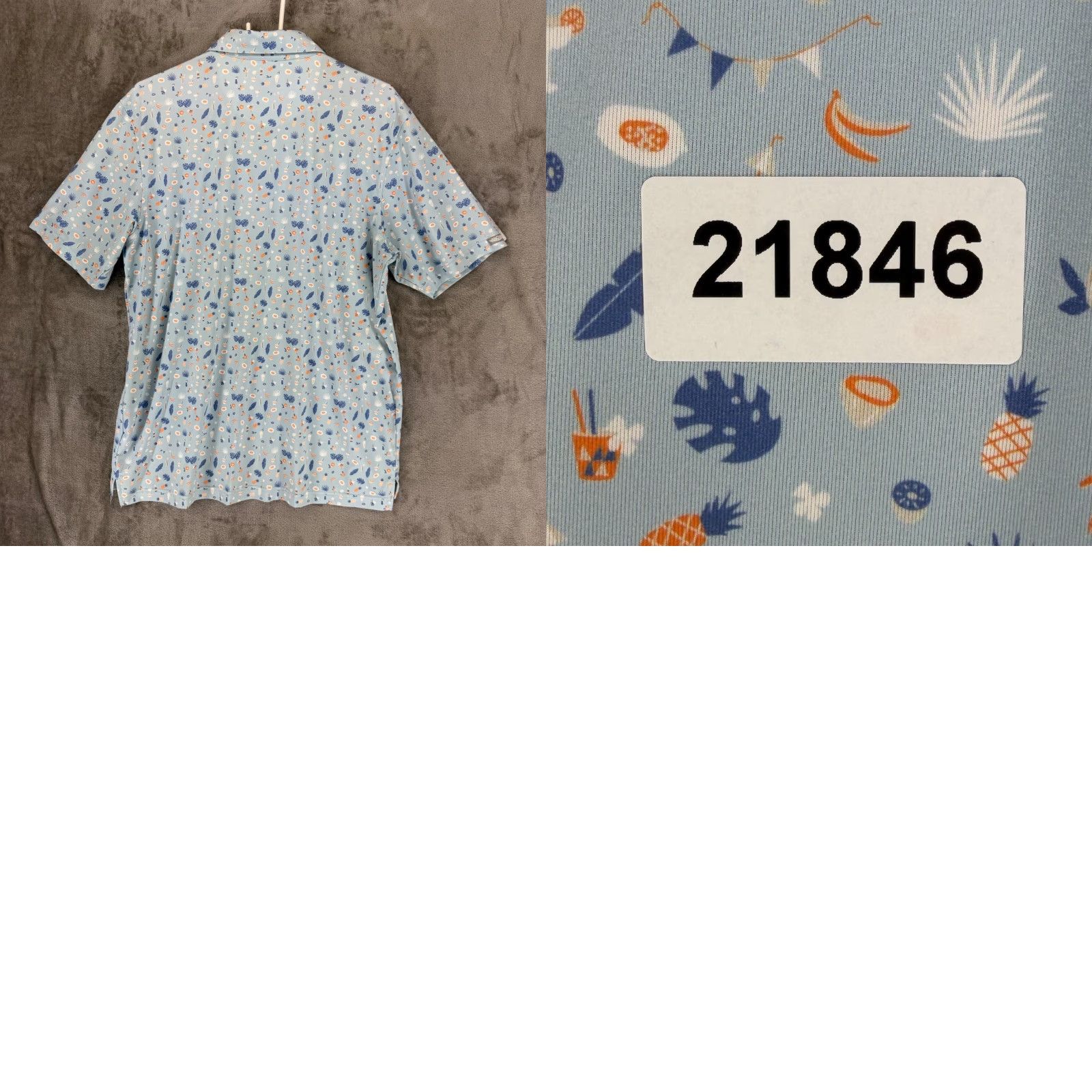 Vintage Straight Down Performance Polo Shirt Mens Large Blue Tropical Cocktail Pineapple Golf Polo Size US L / EU 52-54 / 3 - 8 Thumbnail