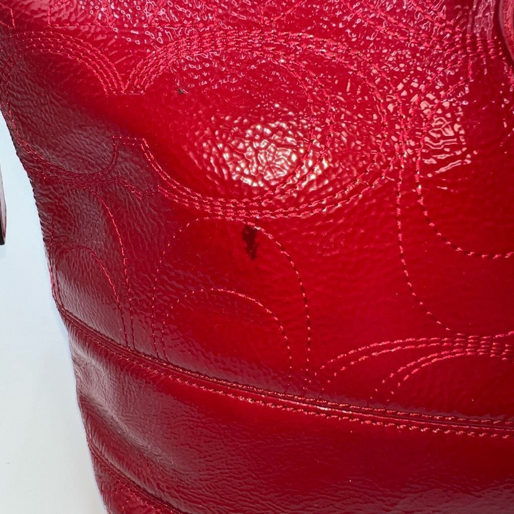 Coach Coach Vintage Red Patent Leather Signature Shoulder Bag (see photos and description) Size ONE SIZE - 3 Thumbnail