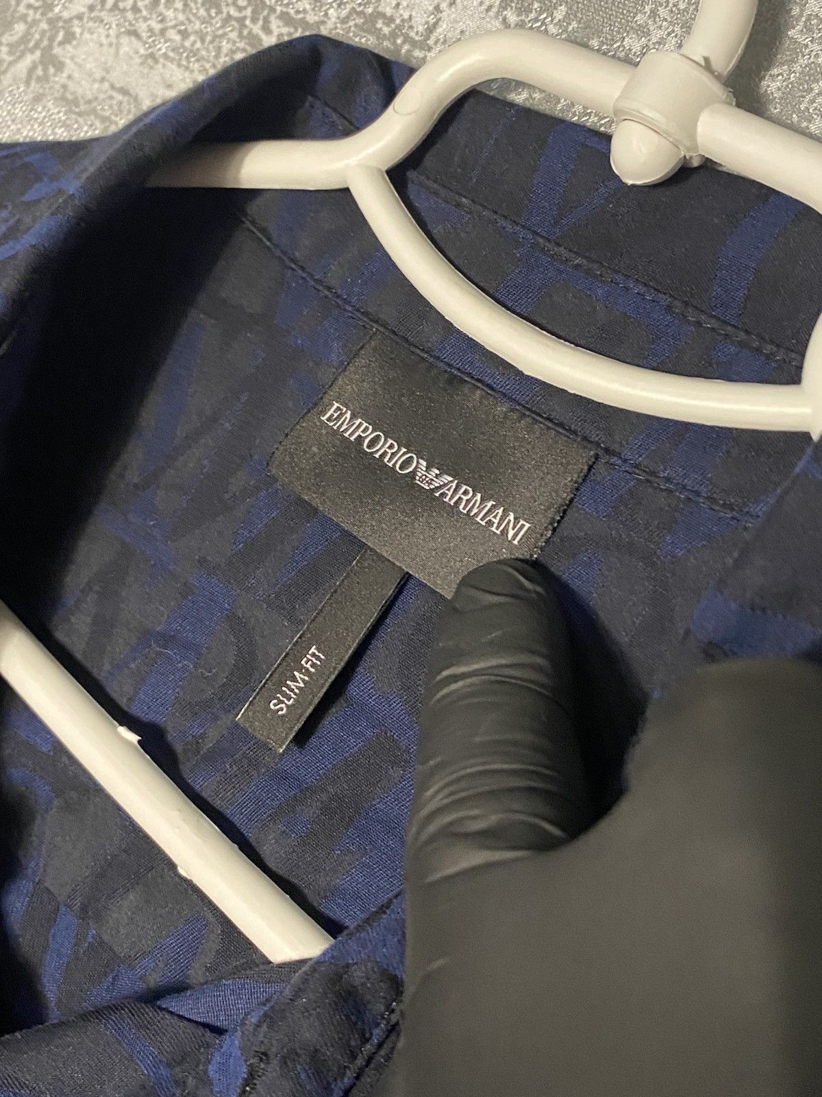 Emporio Armani Emporio Armani Shirt Button Up Monogram Black Blue Size L Size US L / EU 52-54 / 3 - 3 Thumbnail