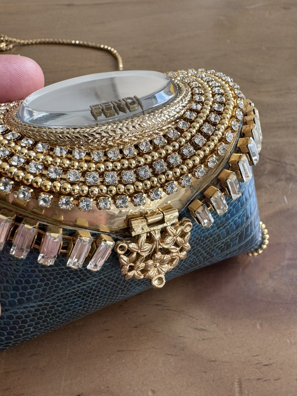 Fendi Vintage Fendi Mini Alligator Purse with Swarovski Crystals Size ONE SIZE - 3 Thumbnail