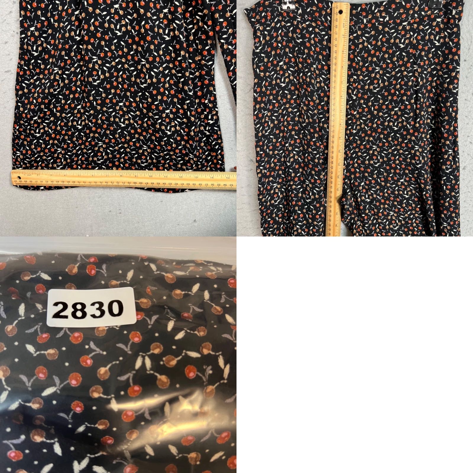 Free People Free People Womens Size 6 Black & Red Cherry Print Wide-Leg Pants Size 28" / US 6 / IT 42 - 8 Thumbnail