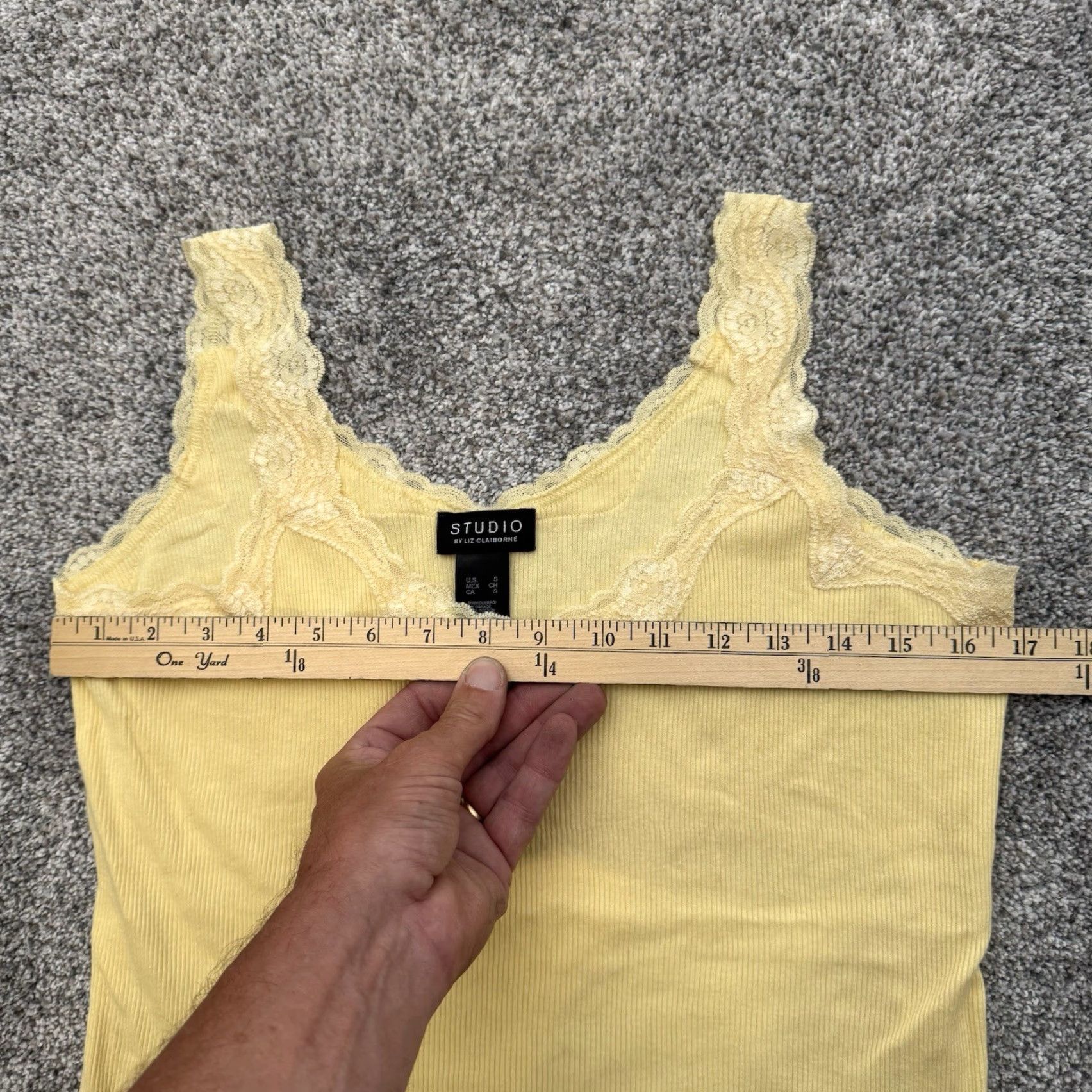 Liz Claiborne Y2K Cami Tank Top S Lace Soft Girl Coquette Layering Summer Fairycore Feminine Ladies Tank Top Yellow 90s Wedding? Wait no. Size S / US 4 / IT 40 - 3 Thumbnail