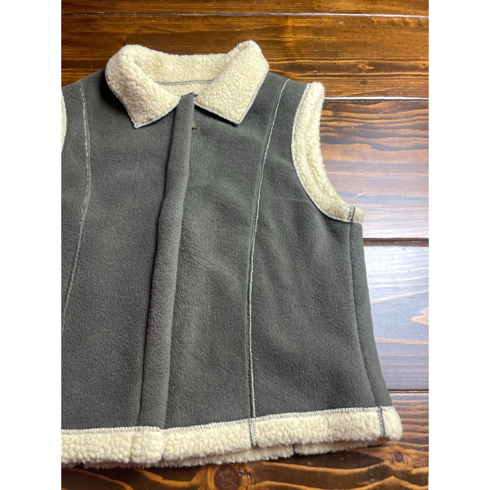 Vintage Barrage Jacket Women's Size Small Green Cream Full Zip Vest Fleece Size S / US 4 / IT 40 - 4 Thumbnail