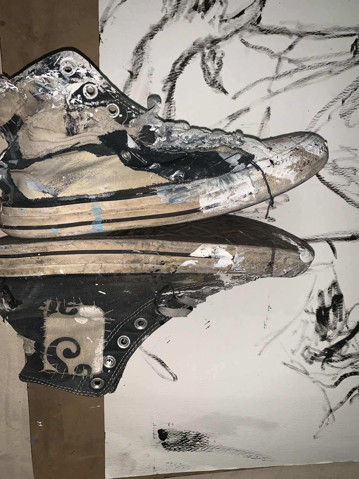 Converse vintage Cobain painting studio patchwork hightops