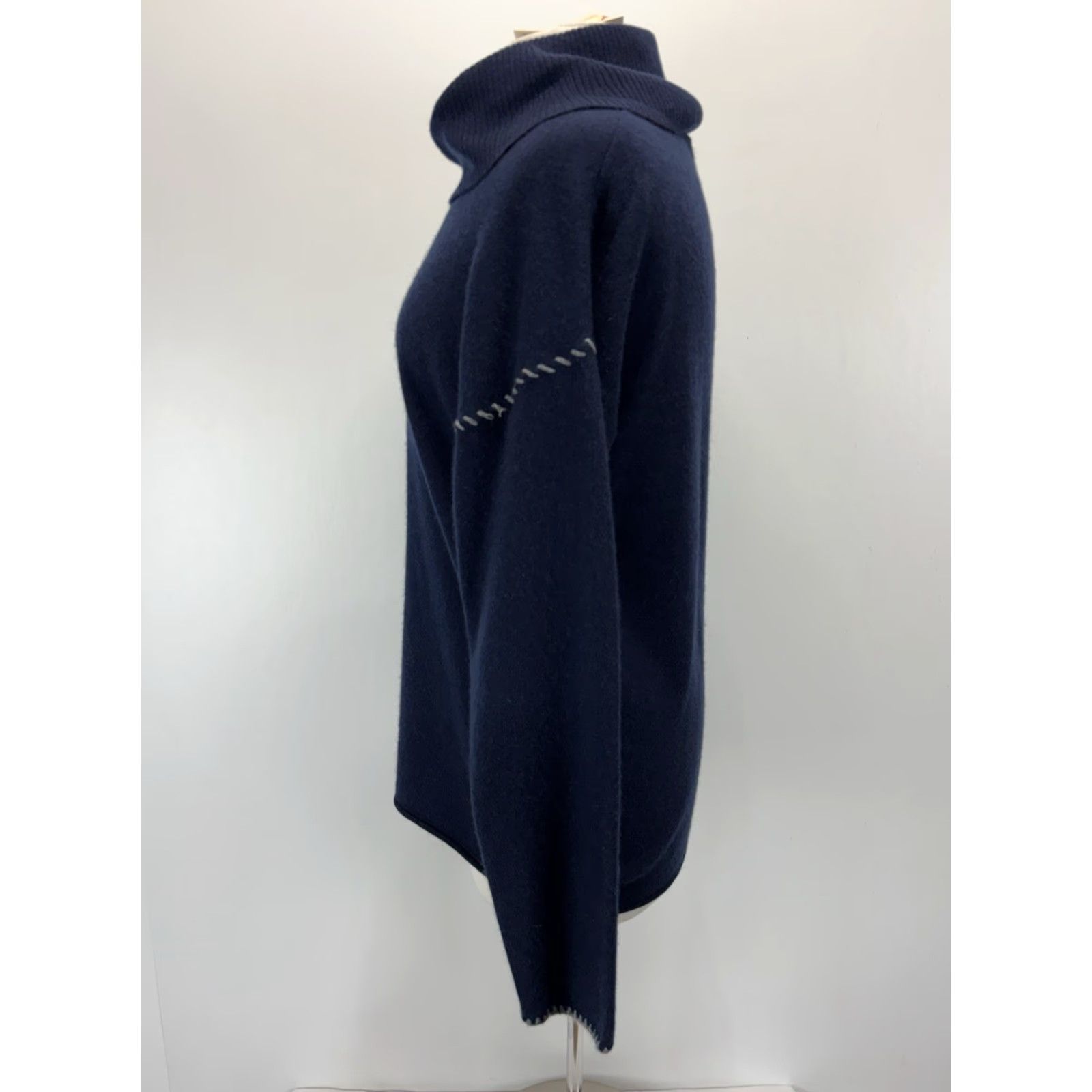 Johnny Was Johnny Was Sweater Women’s XL Navy Cashmere Blend Cowl Neck Pullover Size XL / US 12-14 / IT 48-50 - 2 Thumbnail