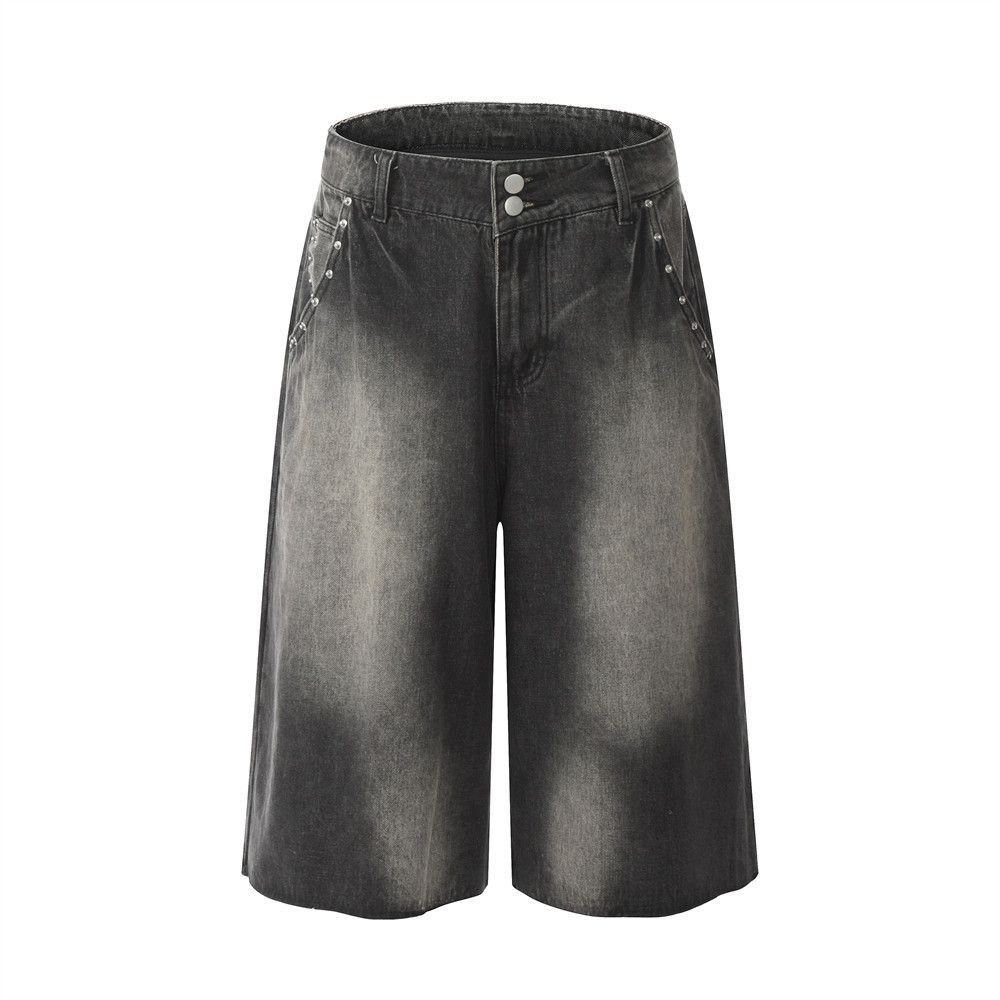Japanese Brand × Jean Men's high street rivet cargo contrast loose denim shorts Size US 32 / EU 48 - 1 Thumbnail