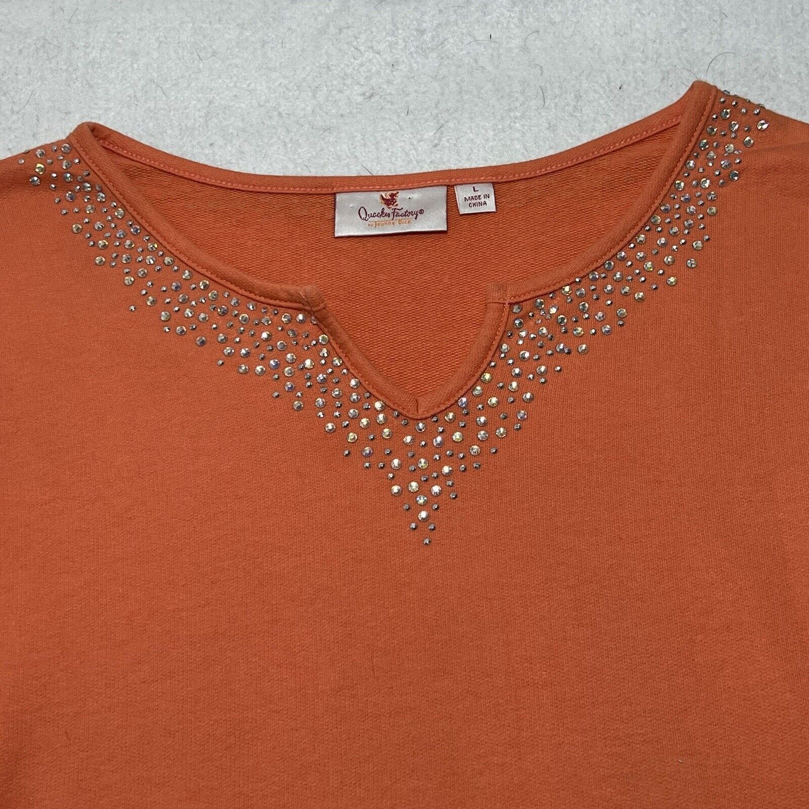 Vintage Quacker Factory Large 3/4 Sleeve Rhinestone Blouse Top Size L / US 10 / IT 46 - 2 Thumbnail