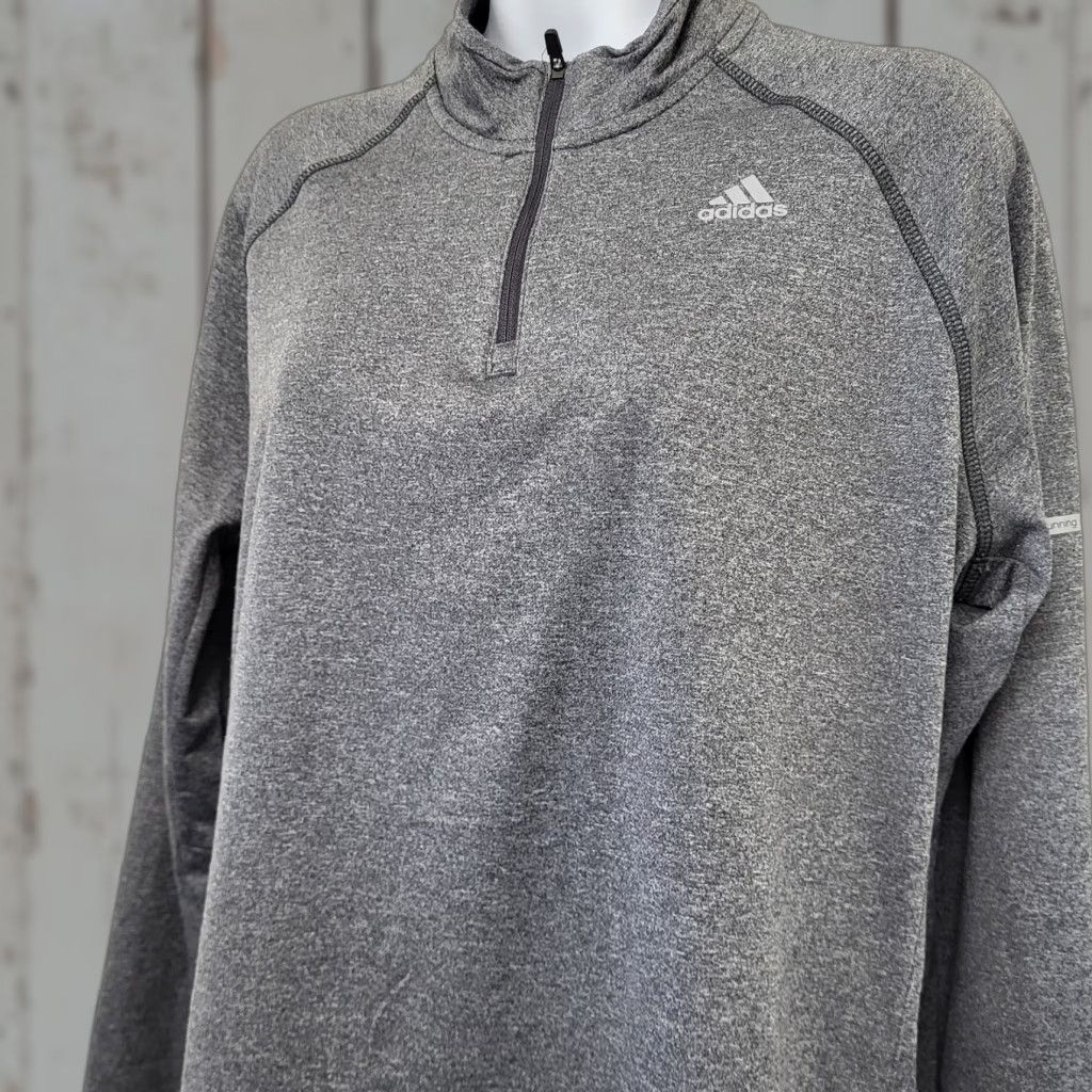 Adidas VINTAGE? No — Adidas Climalite 1/4 Zip Shirt Women's XL Gray Pullover Running Reflective... Size XL / US 12-14 / IT 48-50 - 1 Thumbnail