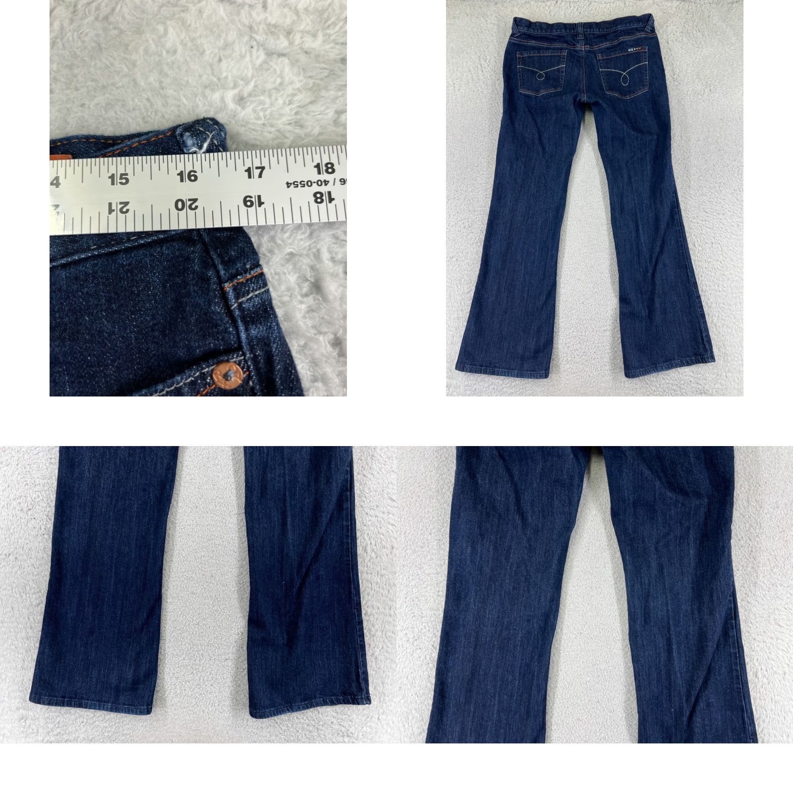 Vintage Roxy Jeans Womens 13 Denim Blue 31x31 Flared Stretch Dark Cotton Beach 5-Pocket Logo Regular Size 34" / US 12 / IT 48 - 9 Thumbnail