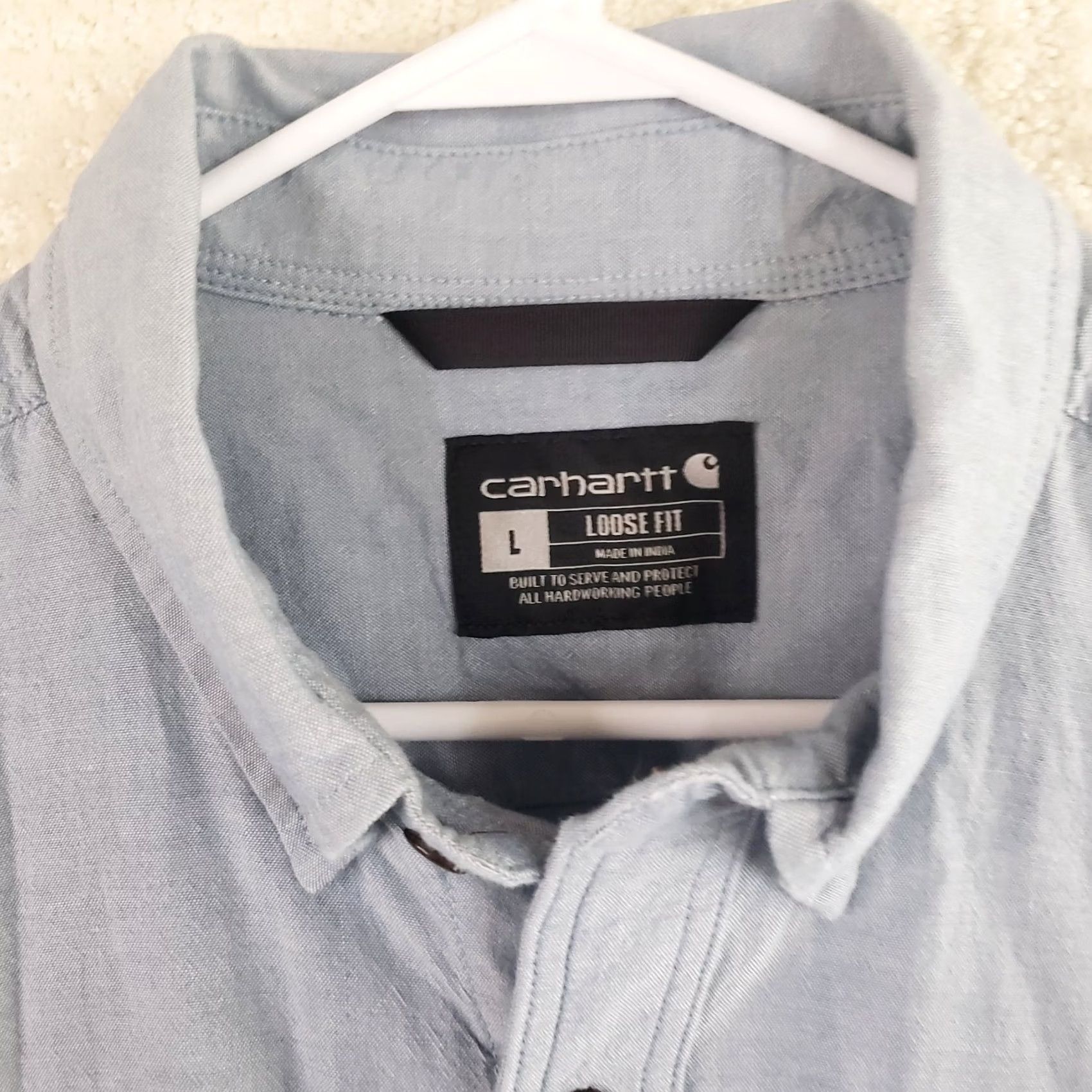 Carhartt VINTAGE Carhartt Denim Button Down Short Sleeve Relaxed Fit Mens L Loose Fit Work Shirt Size US L / EU 52-54 / 3 - 6 Thumbnail
