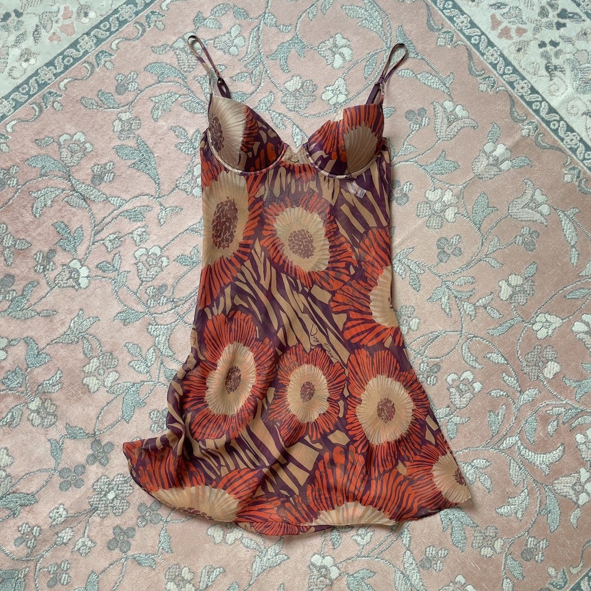 Victoria's Secret Romantic Floral Chiffon Sheer Bustier Slip Dress (34B/32C) Size ONE SIZE - 9 Thumbnail