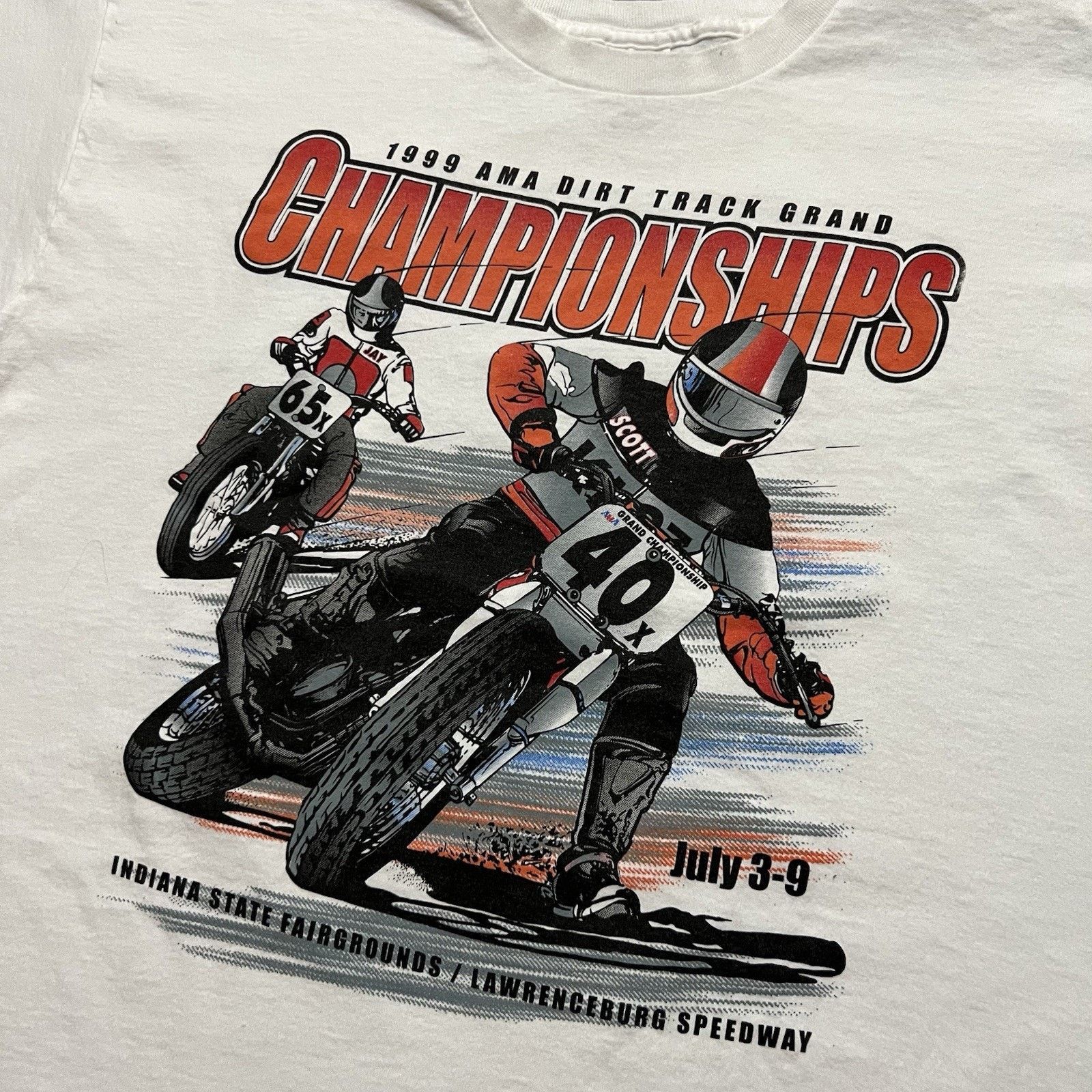 Fruit Of The Loom Vintage AMA Dirt Track Racing Championships White T Shirt 99 Size US XXL / EU 58 / 5 - 3 Thumbnail