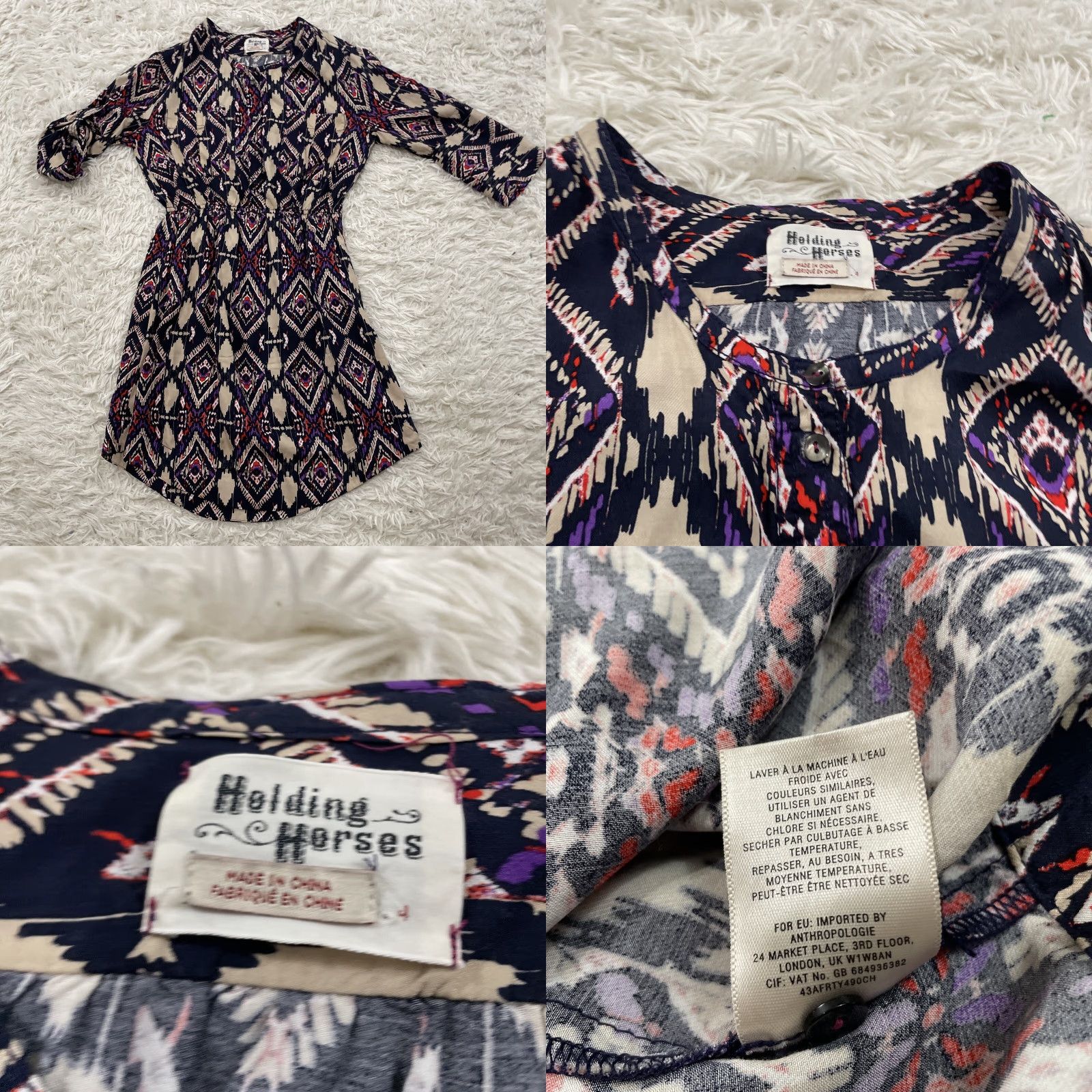 Anthropologie Anthropologie Shirt Dress Women 4 Purple Boho Aztec Western Y2k Geometric 3/4 Sleeve Button Pockets Multicolor Short Dress Style: Shirt Dress Size S / US 4 / IT 40 - 10 Thumbnail