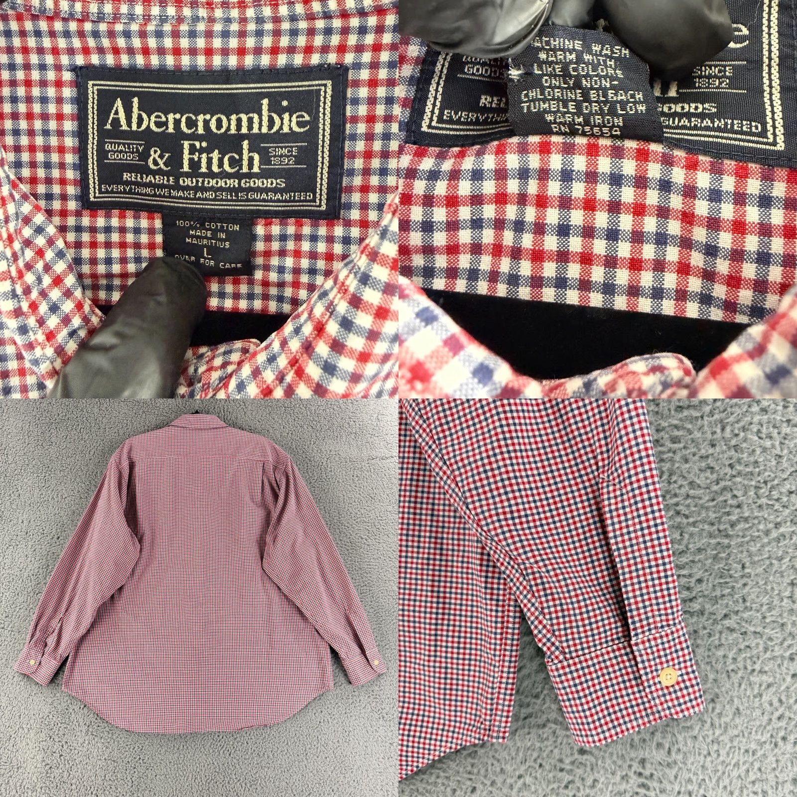 Abercrombie & Fitch Abercrombie & Fitch Button-Up Shirt Mens Large Red Check Print Long Sleeve VTG Size US L / EU 52-54 / 3 - 8 Thumbnail