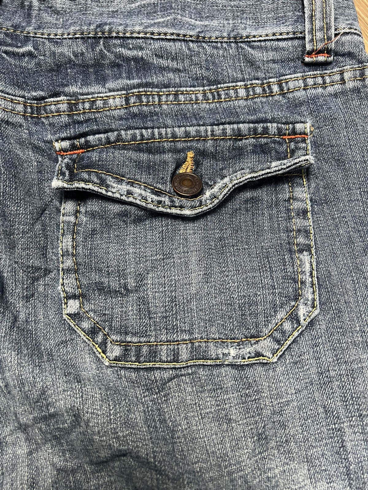 Japanese Brand Vintage Ovrivin Bootcut Jeans with Cargo Flap Pockets (43) Size US 37 - 14 Thumbnail