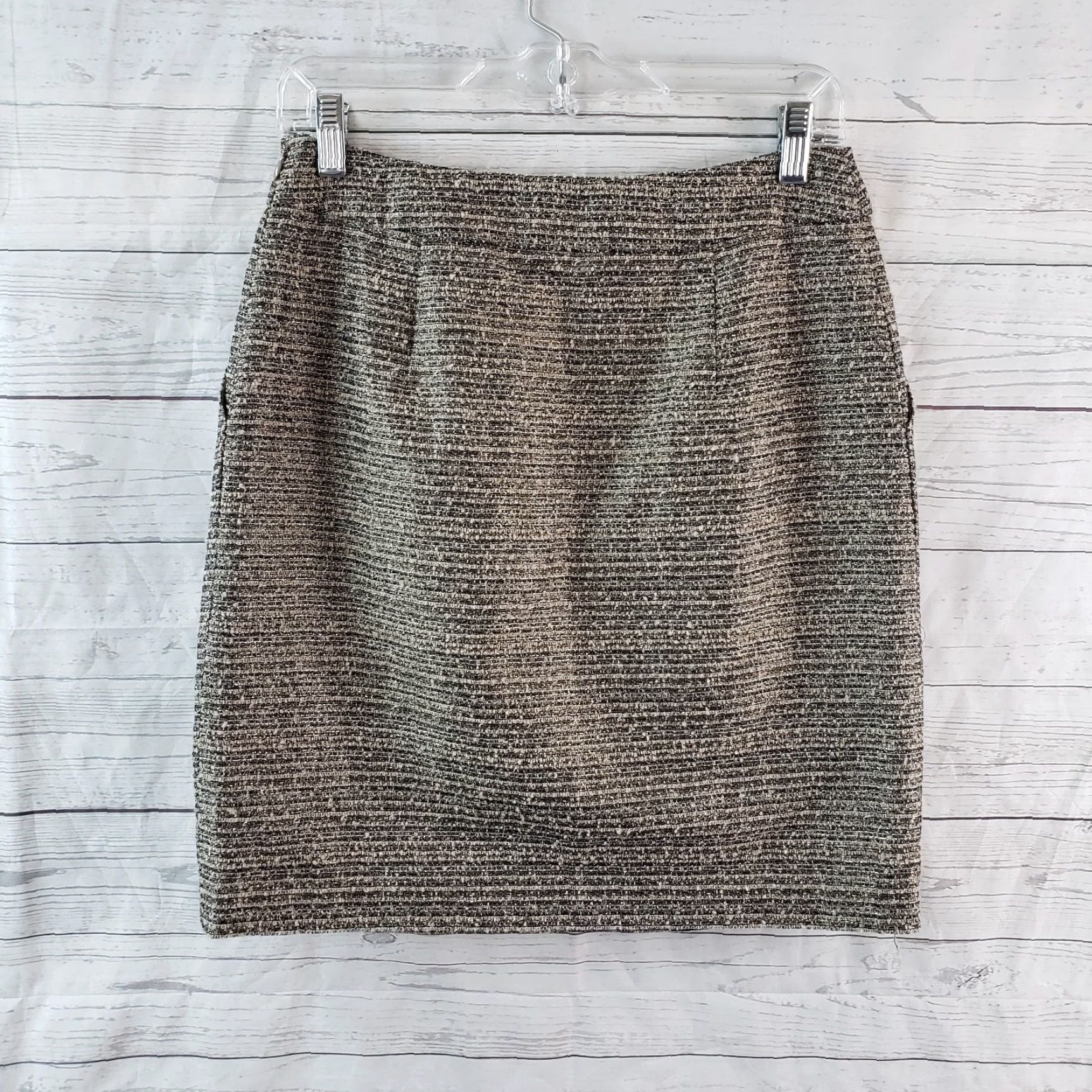 Habitat Tabitha Womens Avant Tweed Skirt Sz 6 Metallic Pleated Side Zip Short Gray Midi? (Please ignore) Size 28" / US 6 / IT 42 - 2 Thumbnail