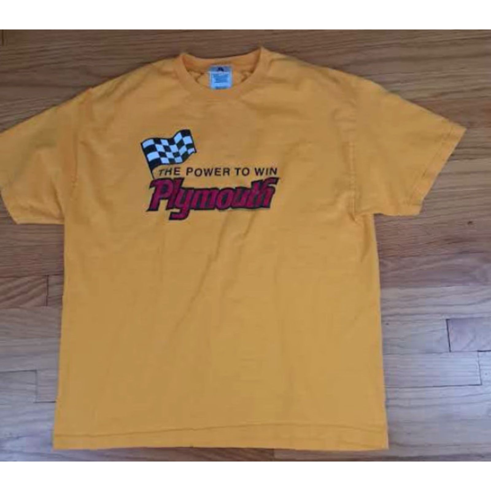 X-LARGE Plymouth Racing T-Shirt Power to Win XL Alstyle Yellow Crew Neck Short Sleeve Men Cars USA 2004 Size US XL / EU 56 / 4 - 2 Thumbnail