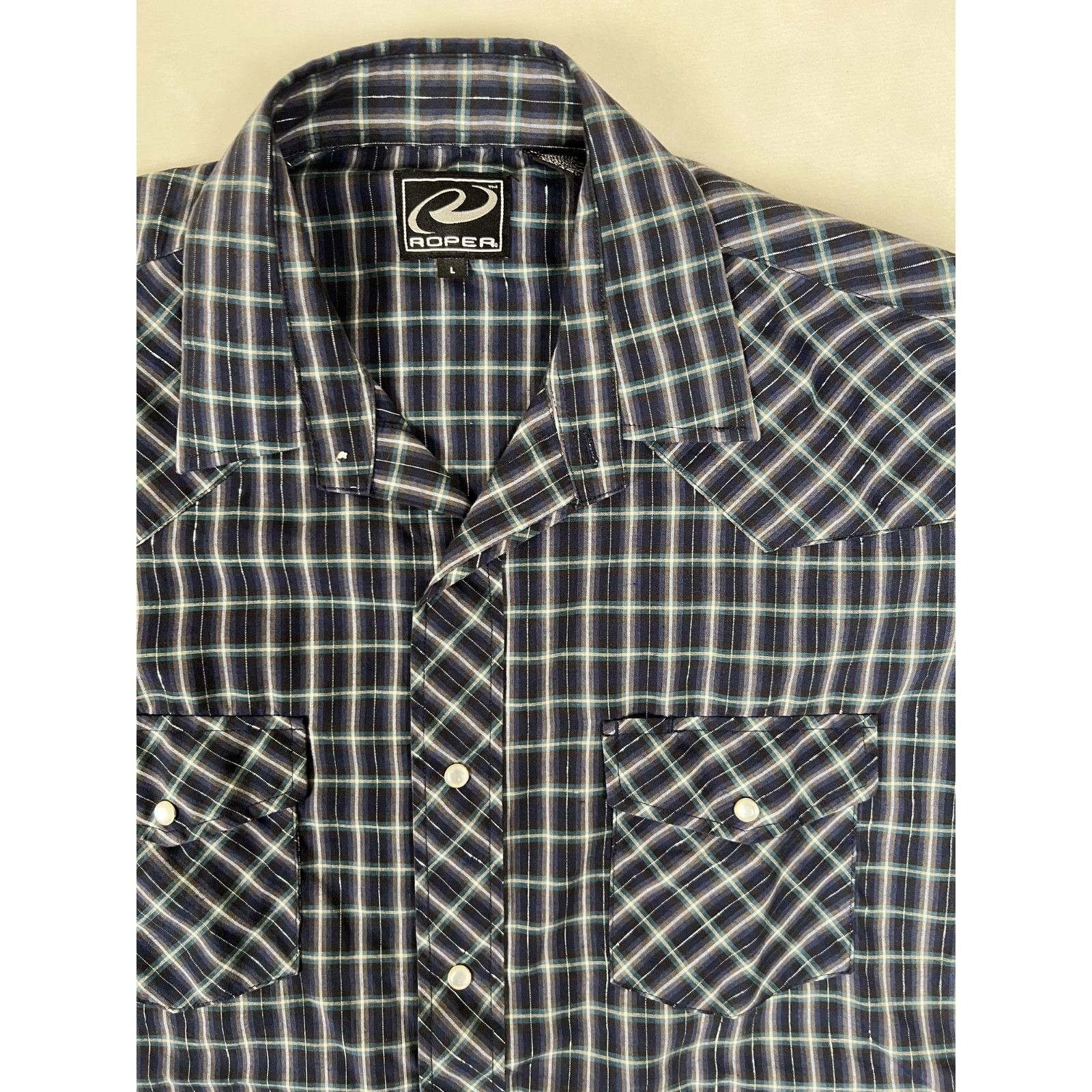 Roper Vintage Roper Western Short Sleeve Plaid Pearl Snap Shirt Si Size US L / EU 52-54 / 3 - 2 Thumbnail